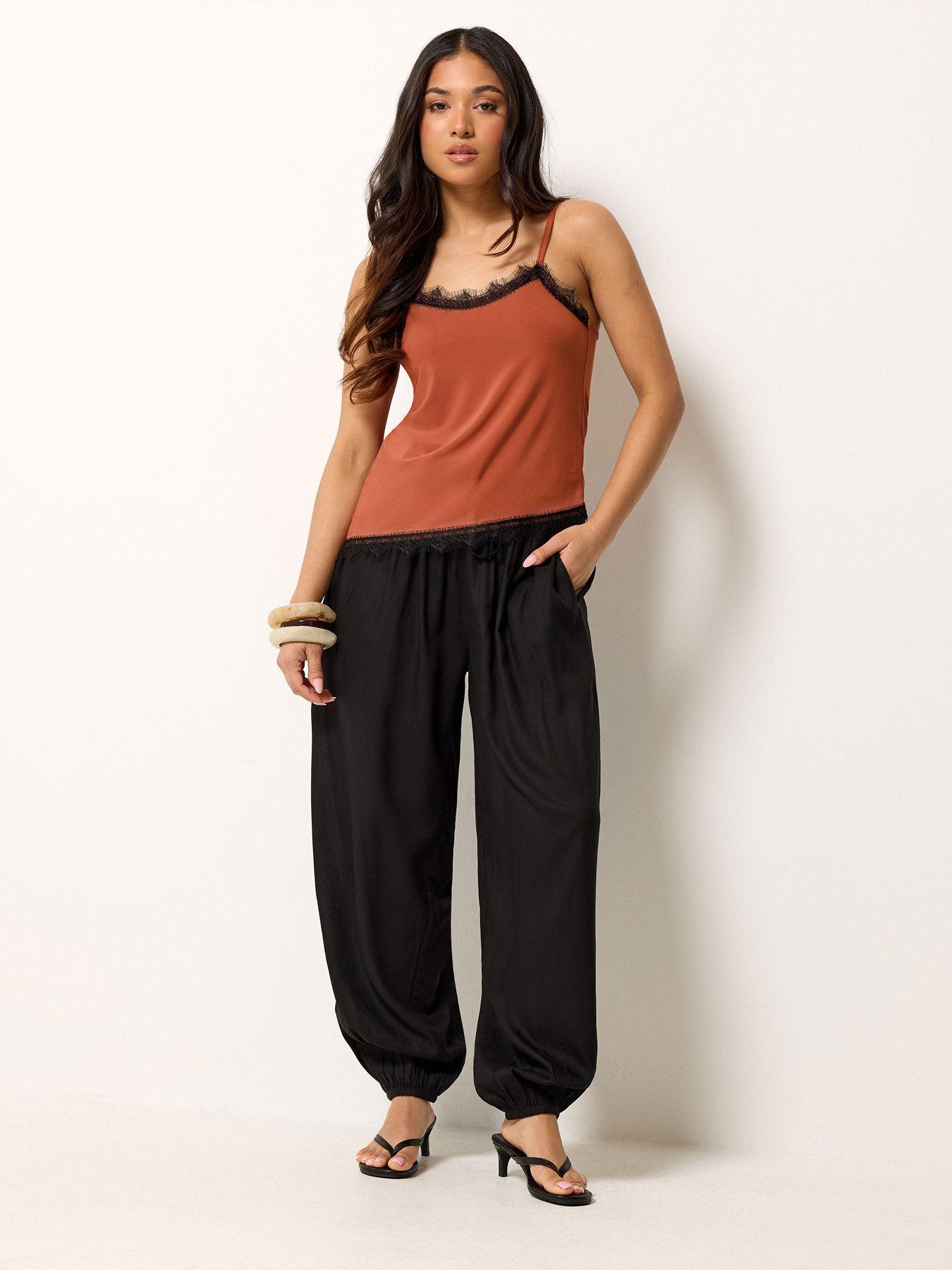 Image 3 of 4 of PixieGirl Petite Lace Trim Cami Top - Rust