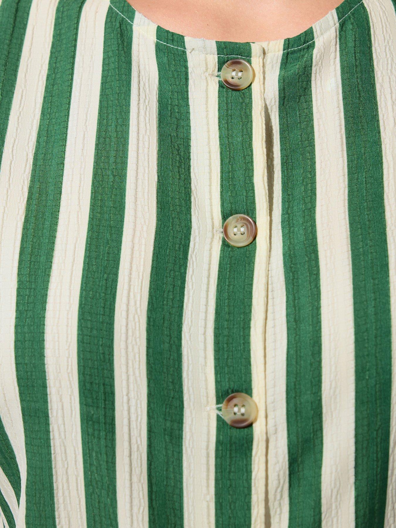 Image 4 of 4 of Yours Curve Stripe Print Waistcoat - Green