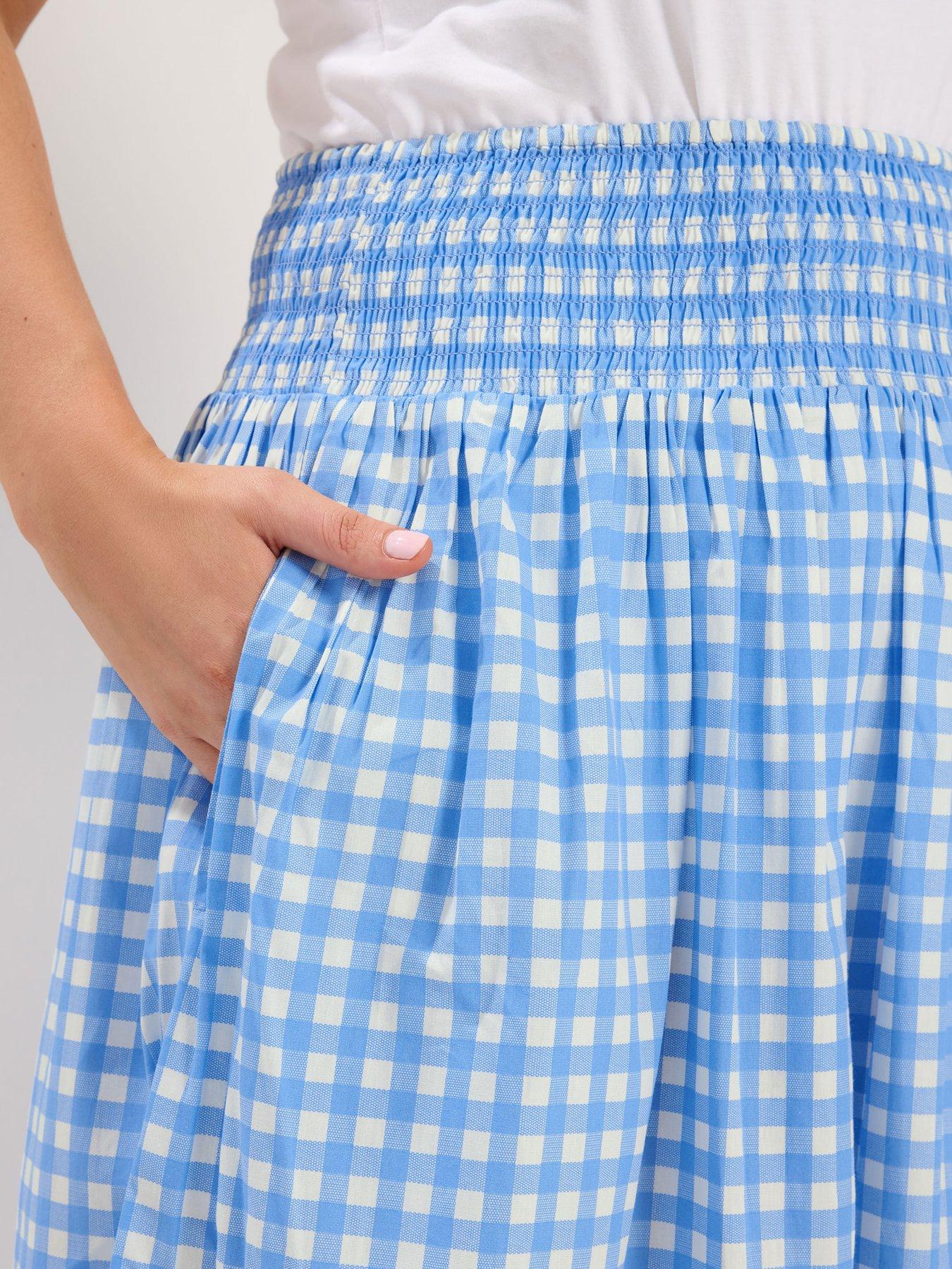 Image 4 of 4 of Yours Curve Gingaham Skirt - Blue