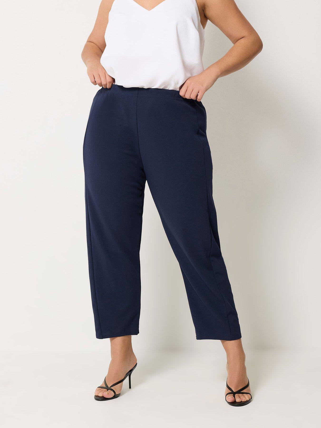 Yours Curve Barrel Trousers - Blue
