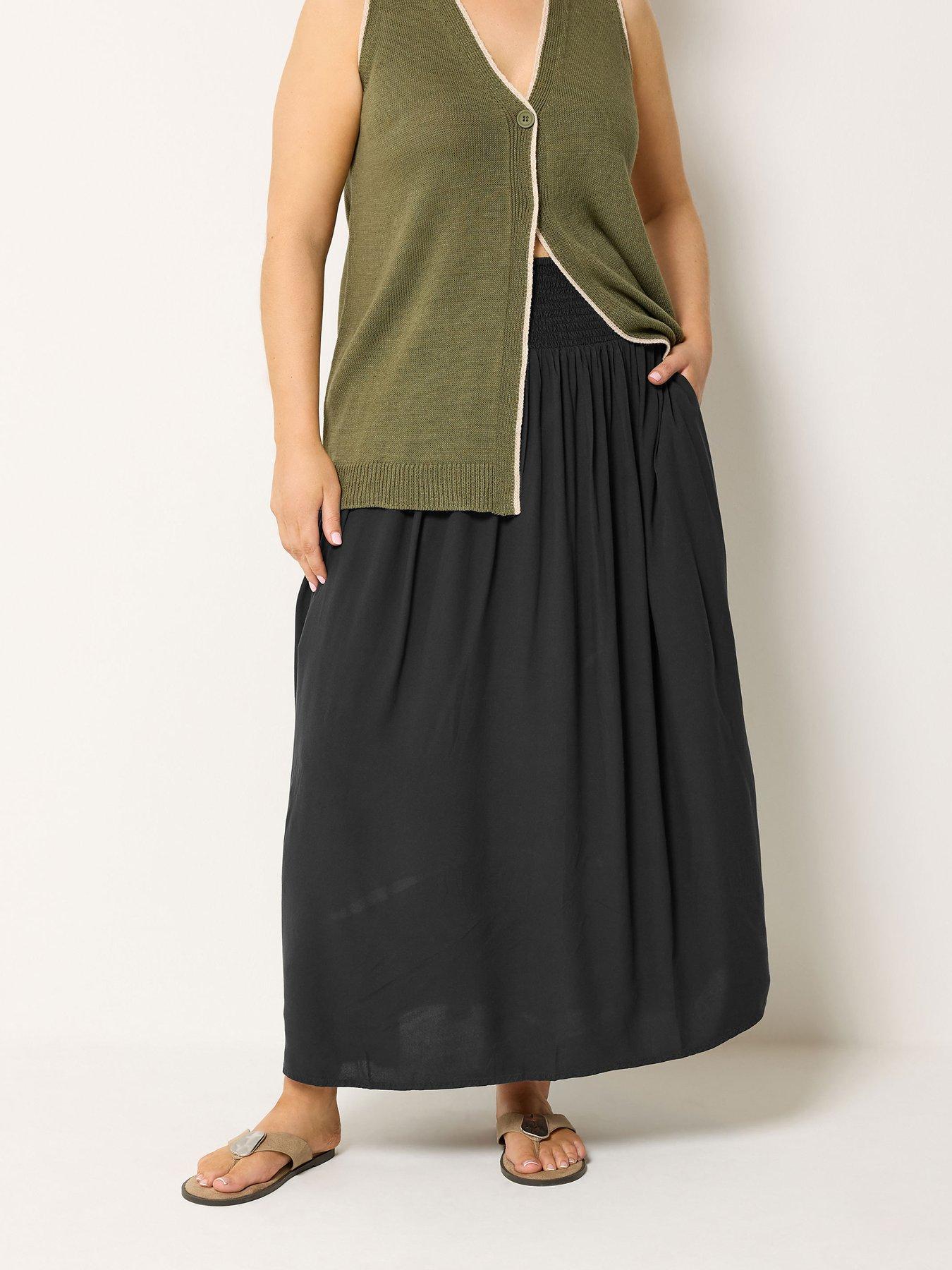 Image 1 of 4 of Yours Curve Chambray Skirt - Black