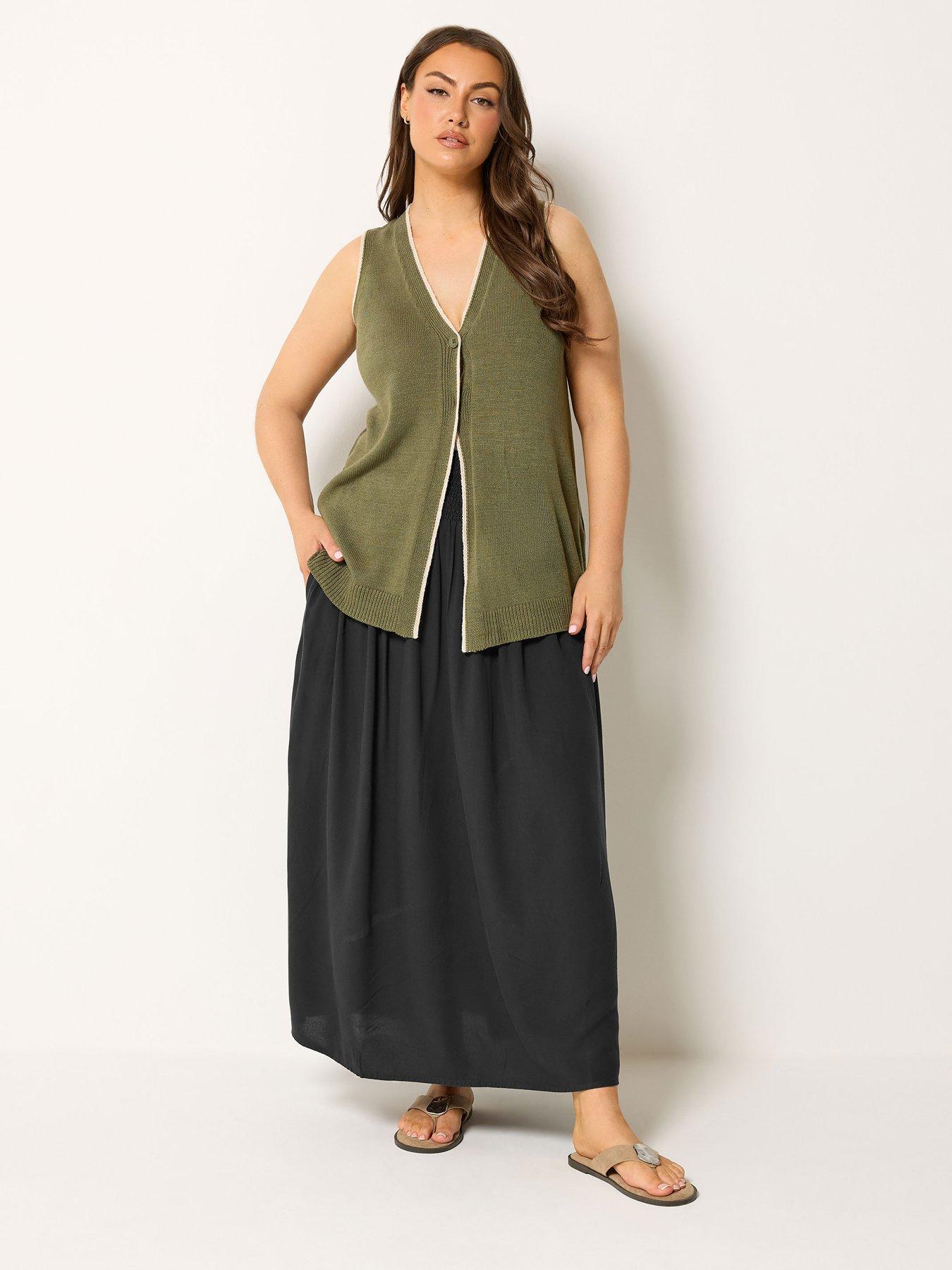 Image 3 of 4 of Yours Curve Chambray Skirt - Black
