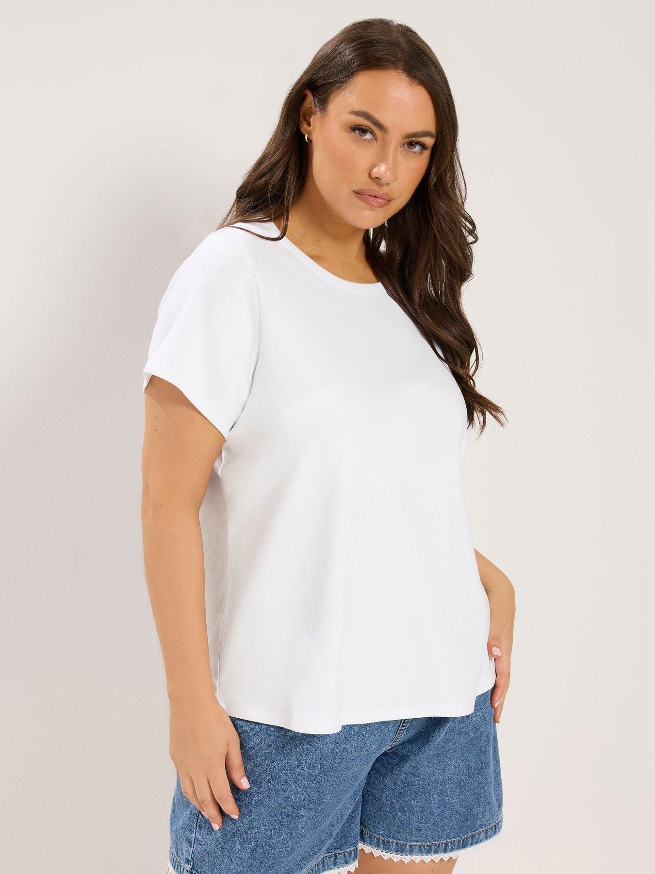 Yours Curve Premium Interlock T-Shirt - White