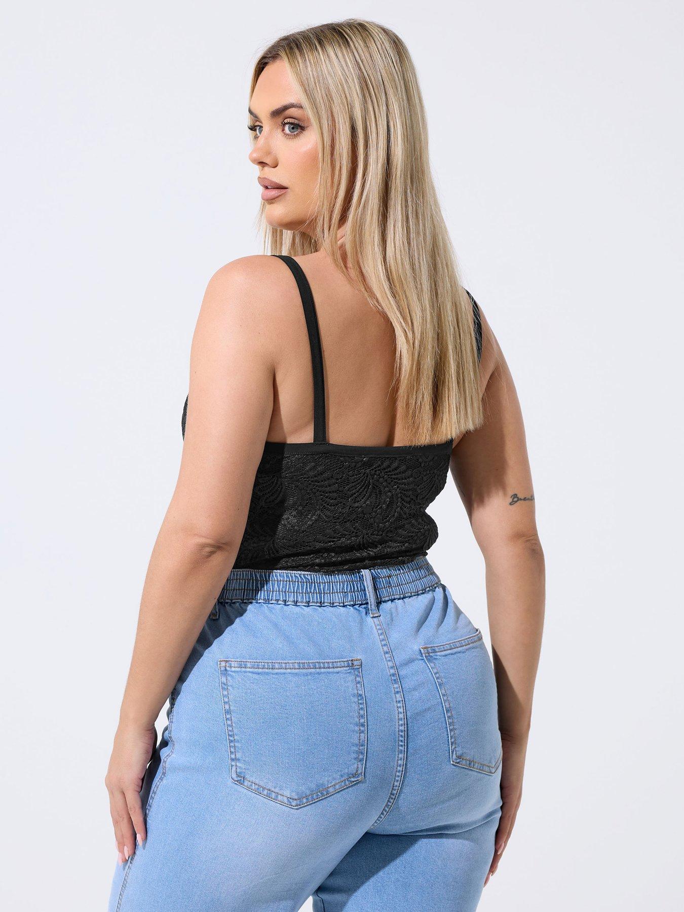 Image 2 of 4 of Yours Curve All Over Lace Bodysuit - Black