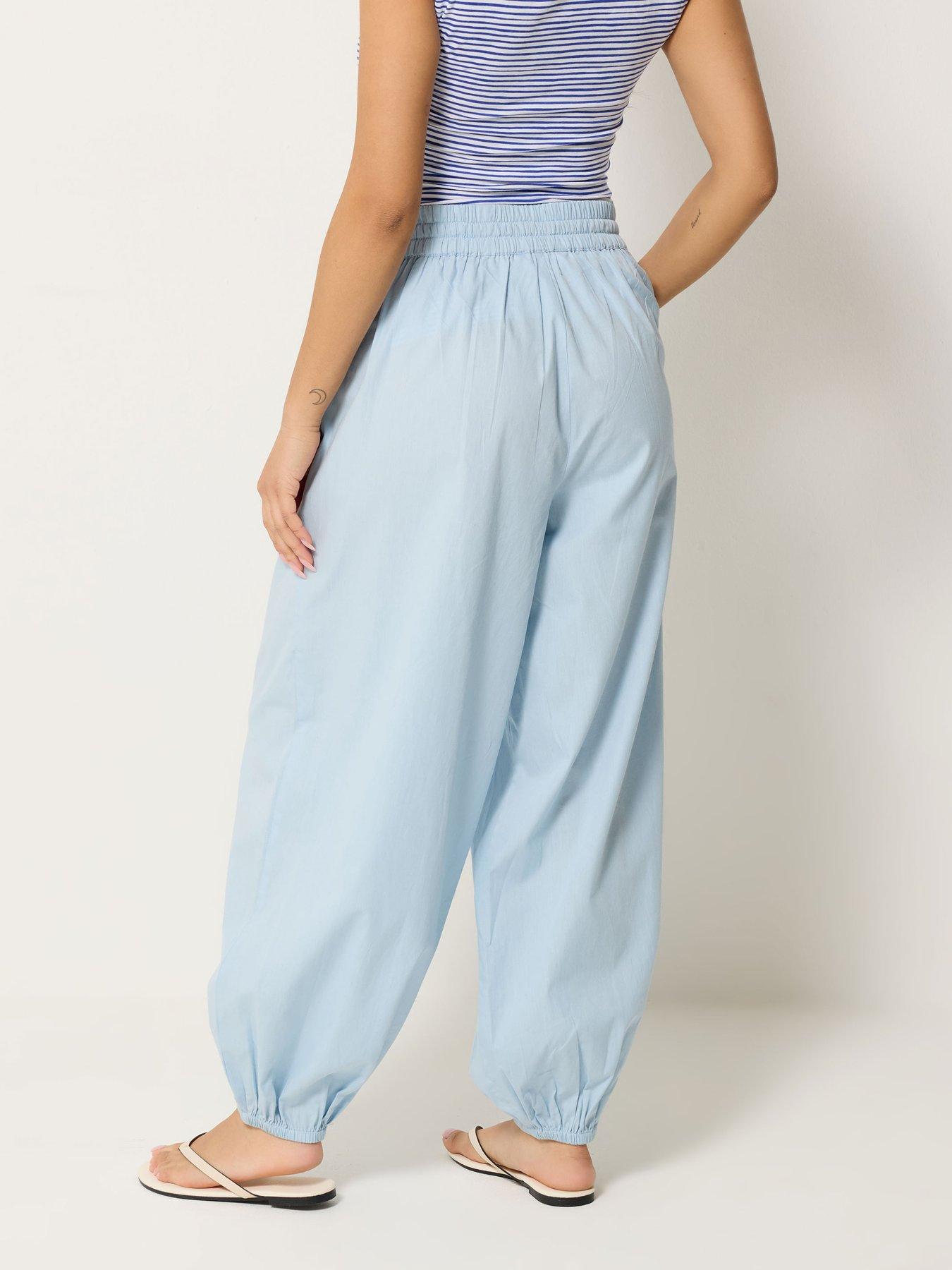 Image 2 of 4 of PixieGirl Petite Poplin Cuff Balloon Pants - Blue