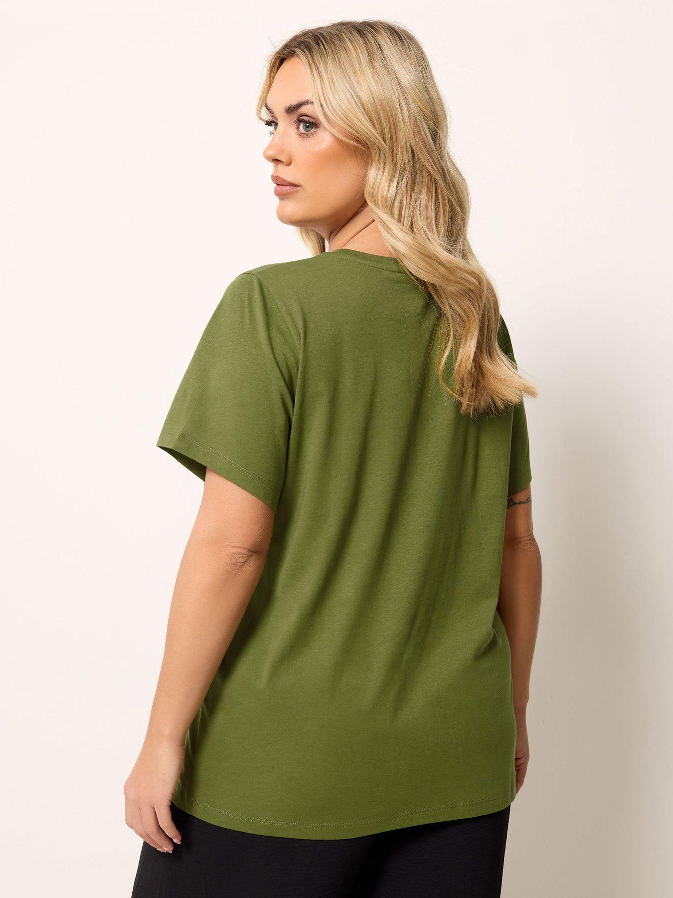 Image 2 of 4 of Yours Curve Placement Core Bead T-Shirt - Green