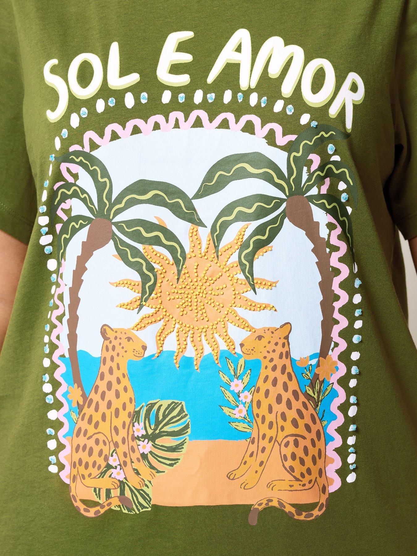 Image 4 of 4 of Yours Curve Placement Core Bead T-Shirt - Green