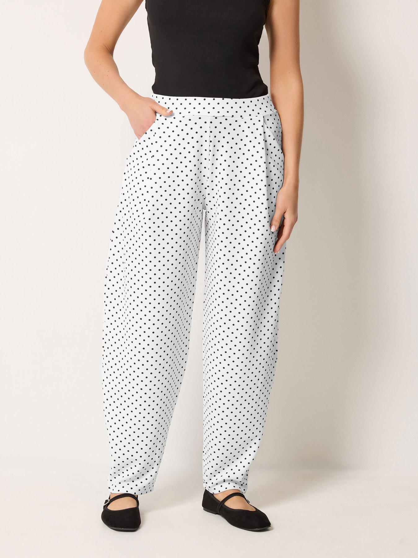 Long Tall Sally Polkadot Barrel Trouser 34" - Black