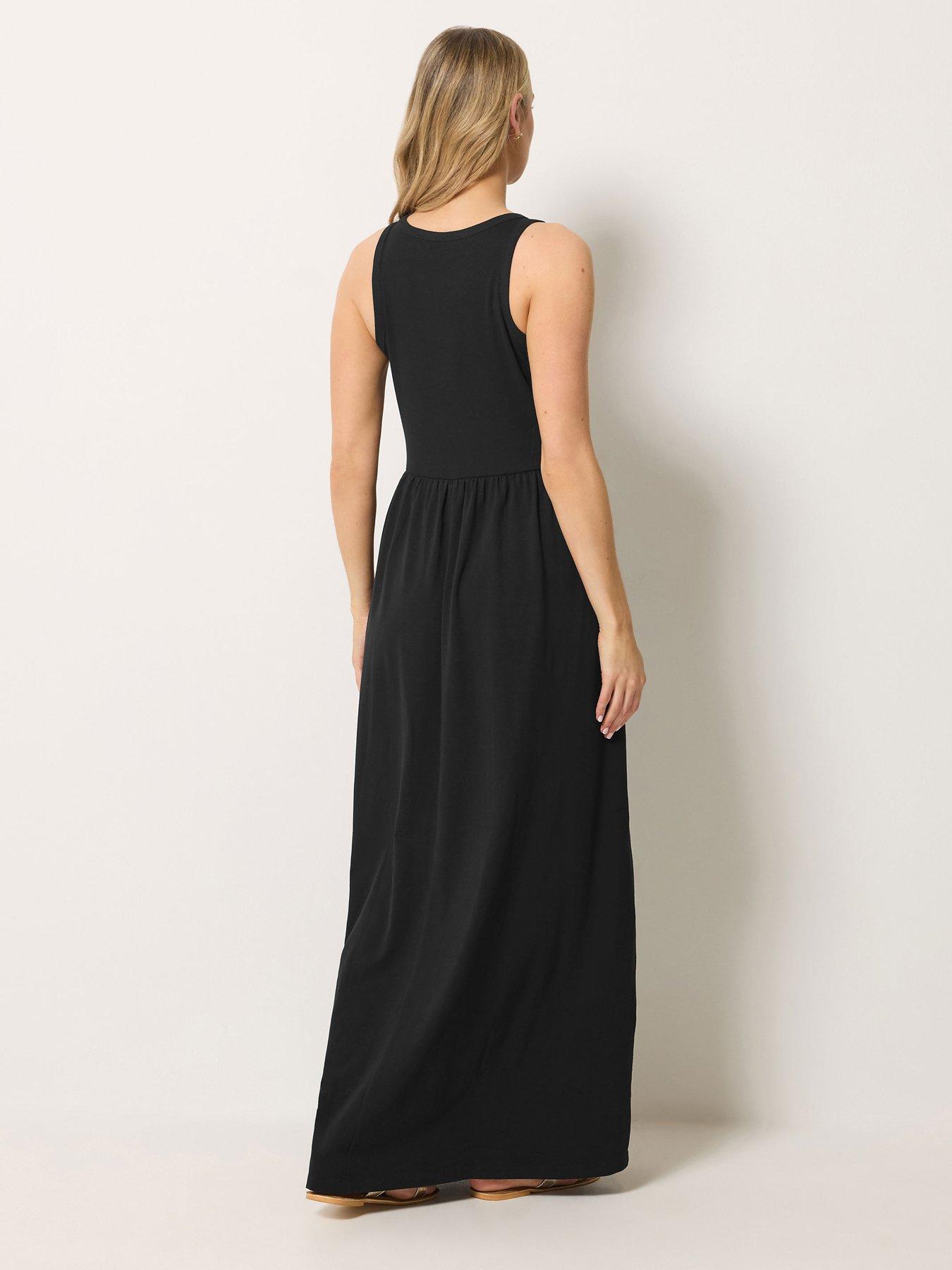 Image 2 of 4 of Long Tall Sally Jersey Button Detail Dress - Black