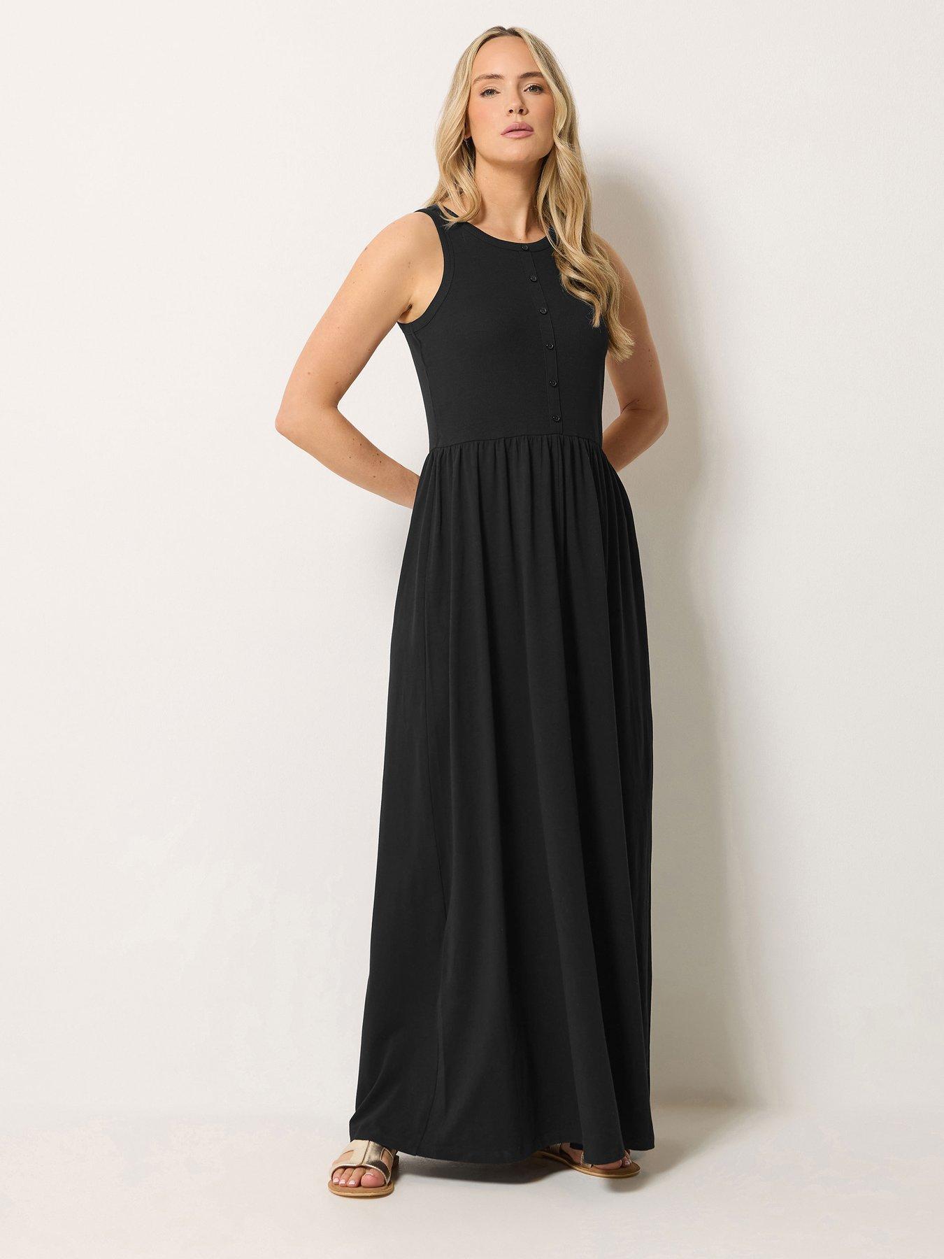 Image 3 of 4 of Long Tall Sally Jersey Button Detail Dress - Black