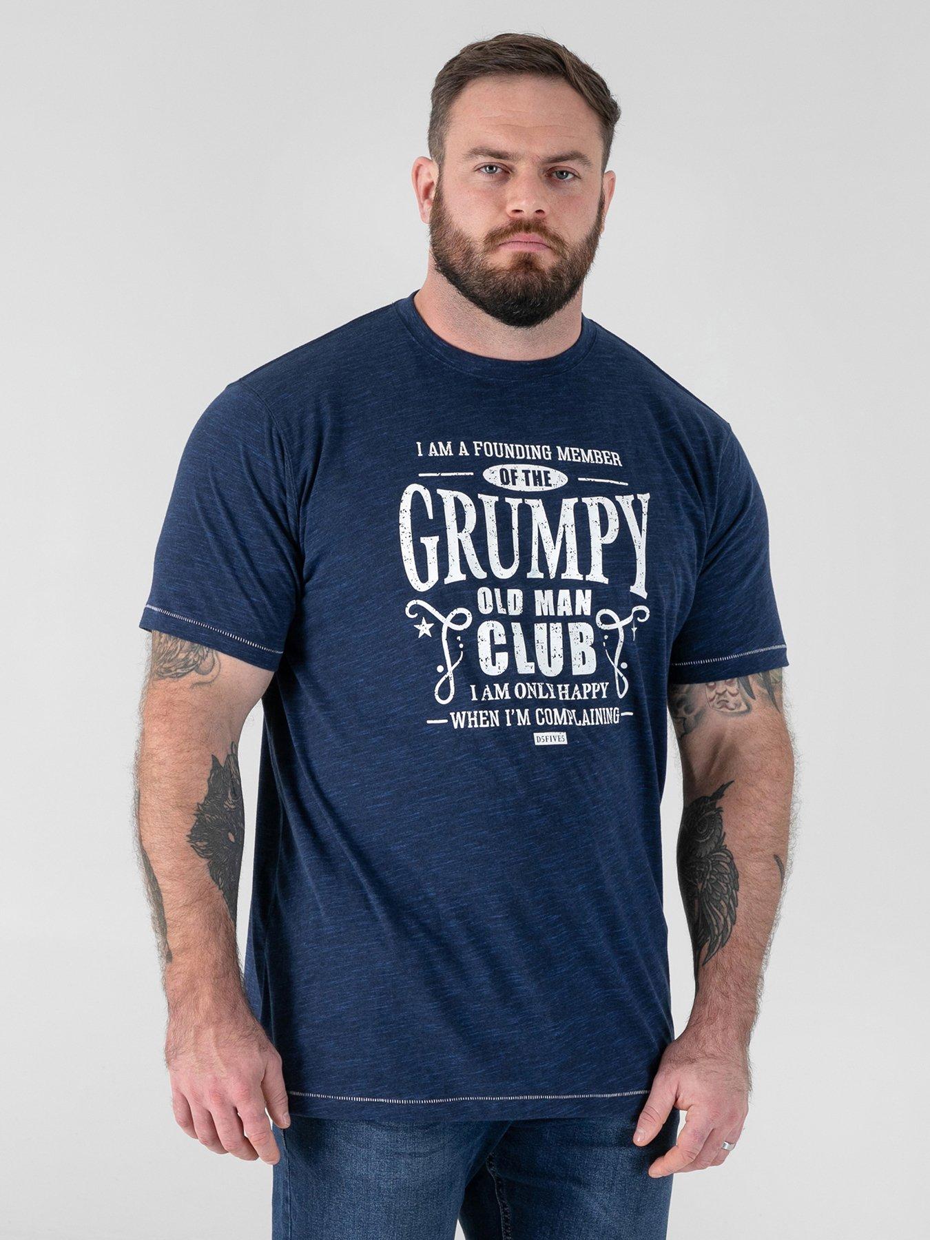 D555 Grumpy Old Man Printed Crew Neck T-Shirt - Navy