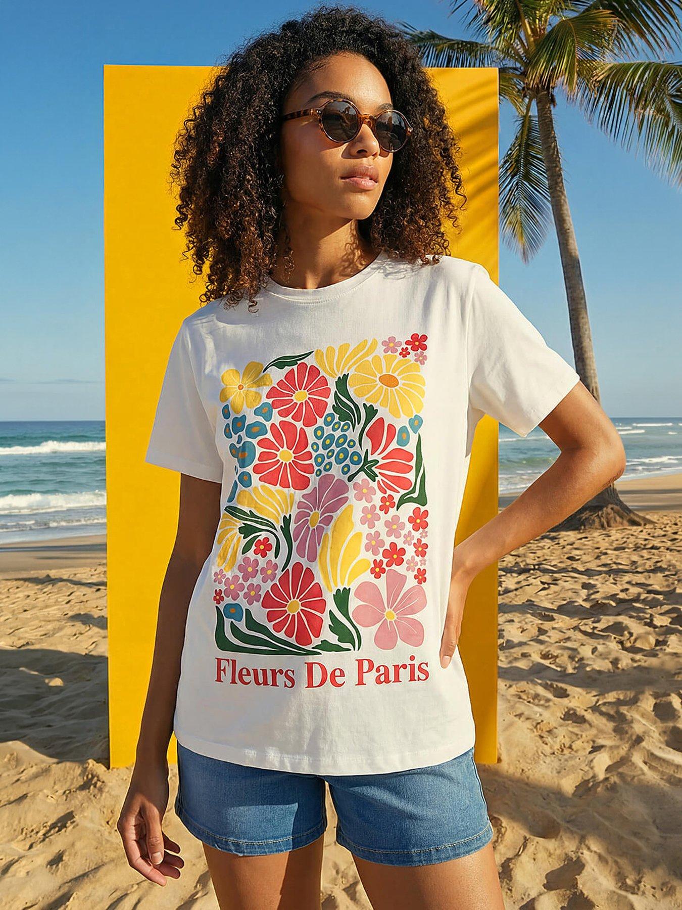 Roman Dusk Cotton Floral Print T-shirt