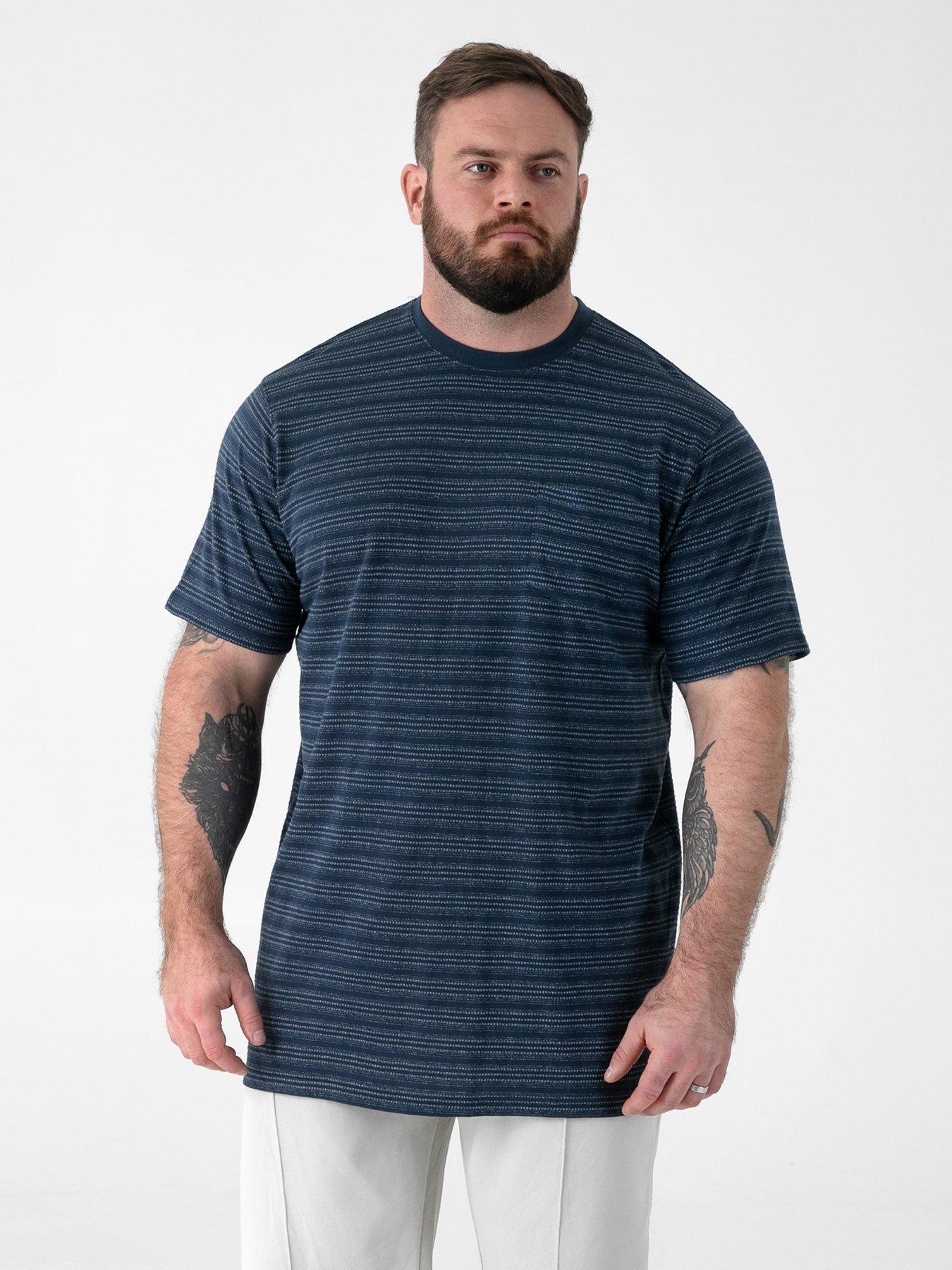 D555 acquard Crew Neck T-Shirt With Pocket - Navy