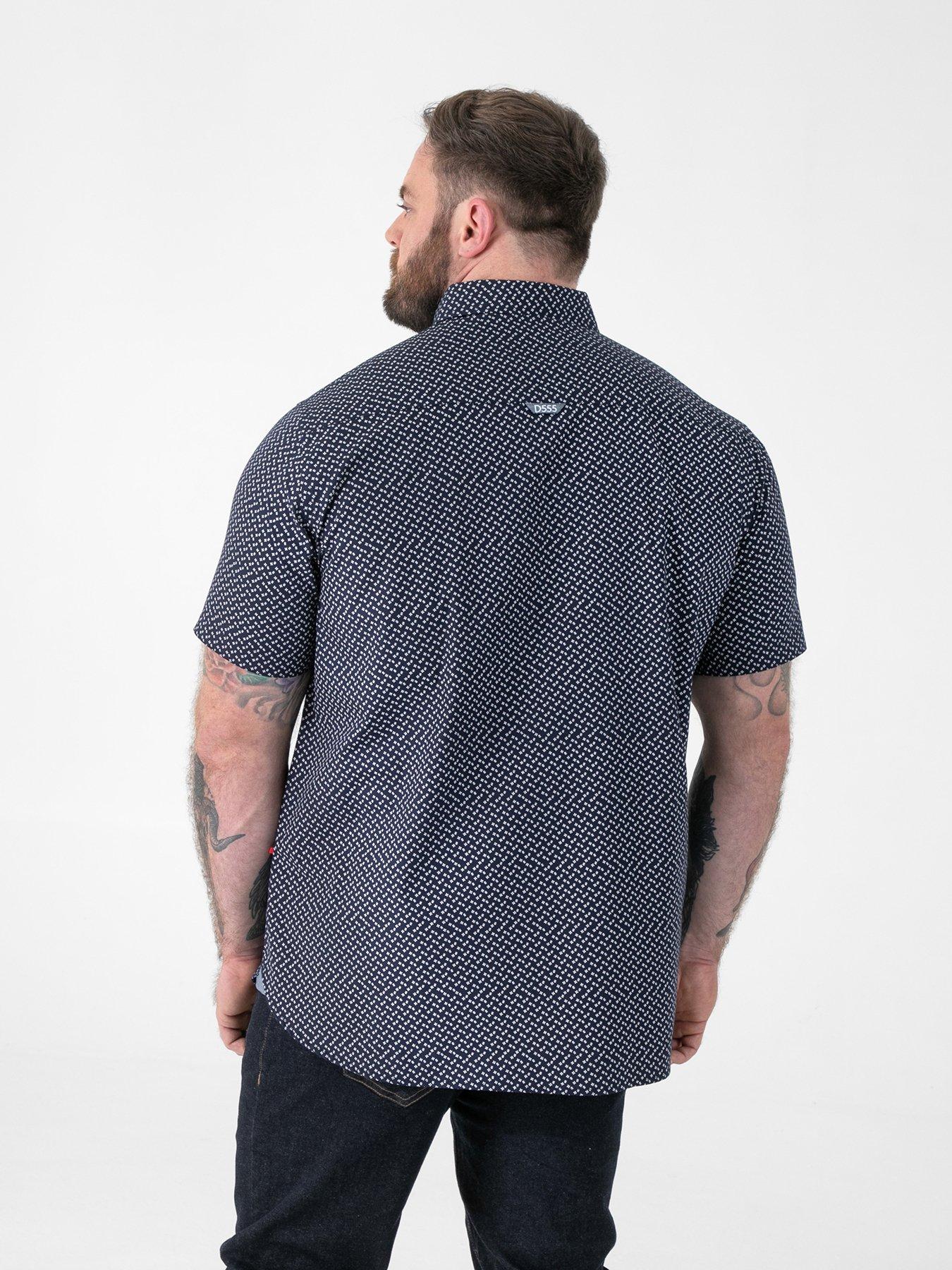 Image 2 of 6 of D555 D555 Navy Icon Print Short Sleeve Button Down Collar Shirt