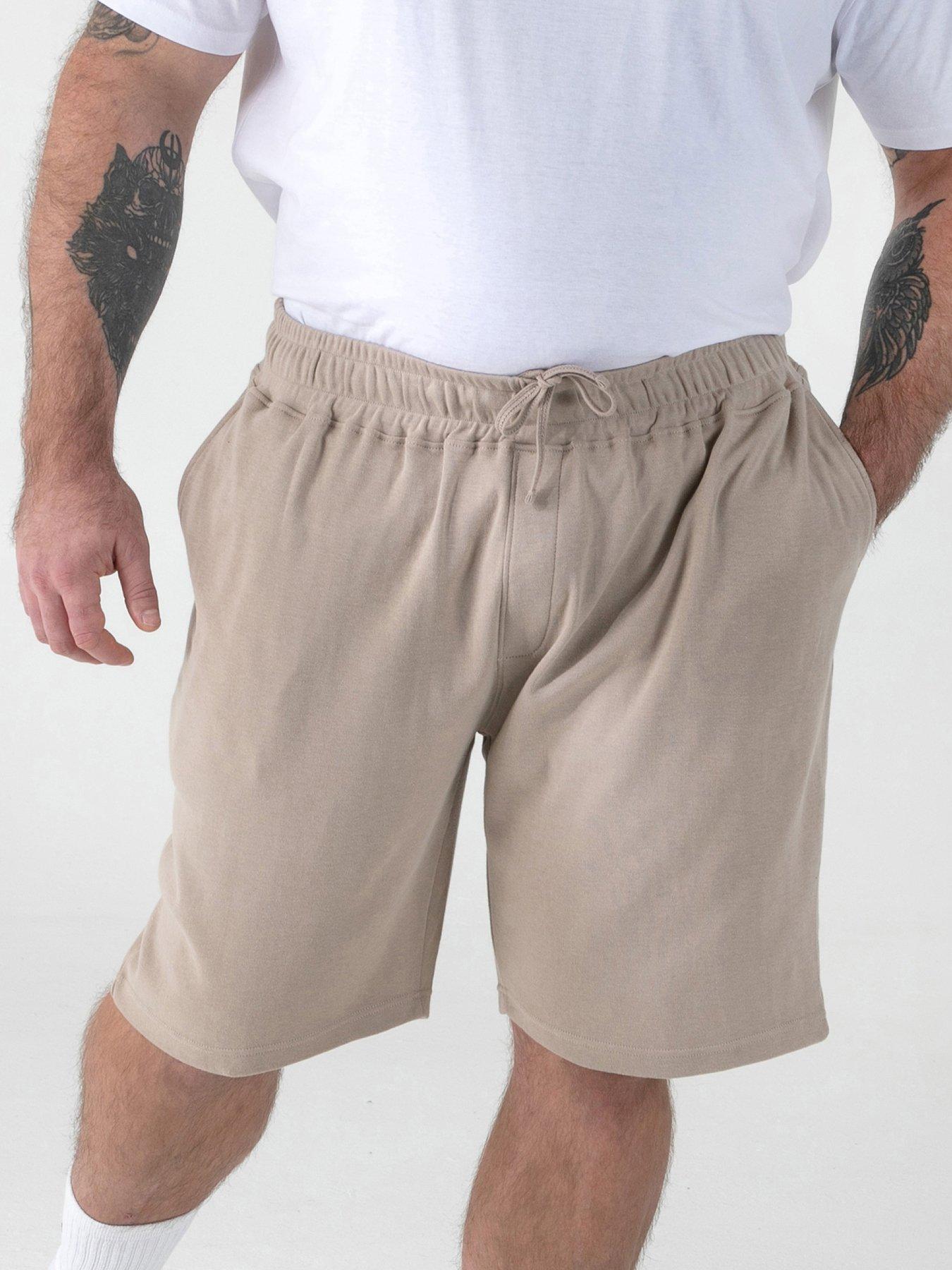D555 Stone Stretch Elasticated Waist Shorts With Zipper Back Pocket - Beige