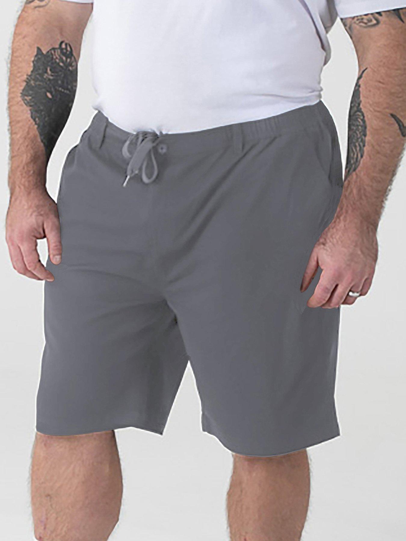 D555 D555 Steel Grey Full Elastic Waist Stretch Shorts With Drawcord