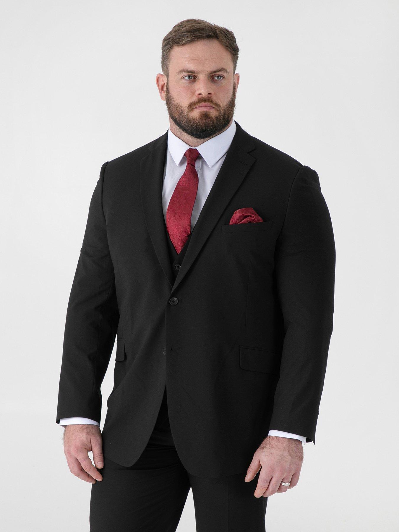 D555 D555 Black 4 Way Stretch Tailored Suit Jacket