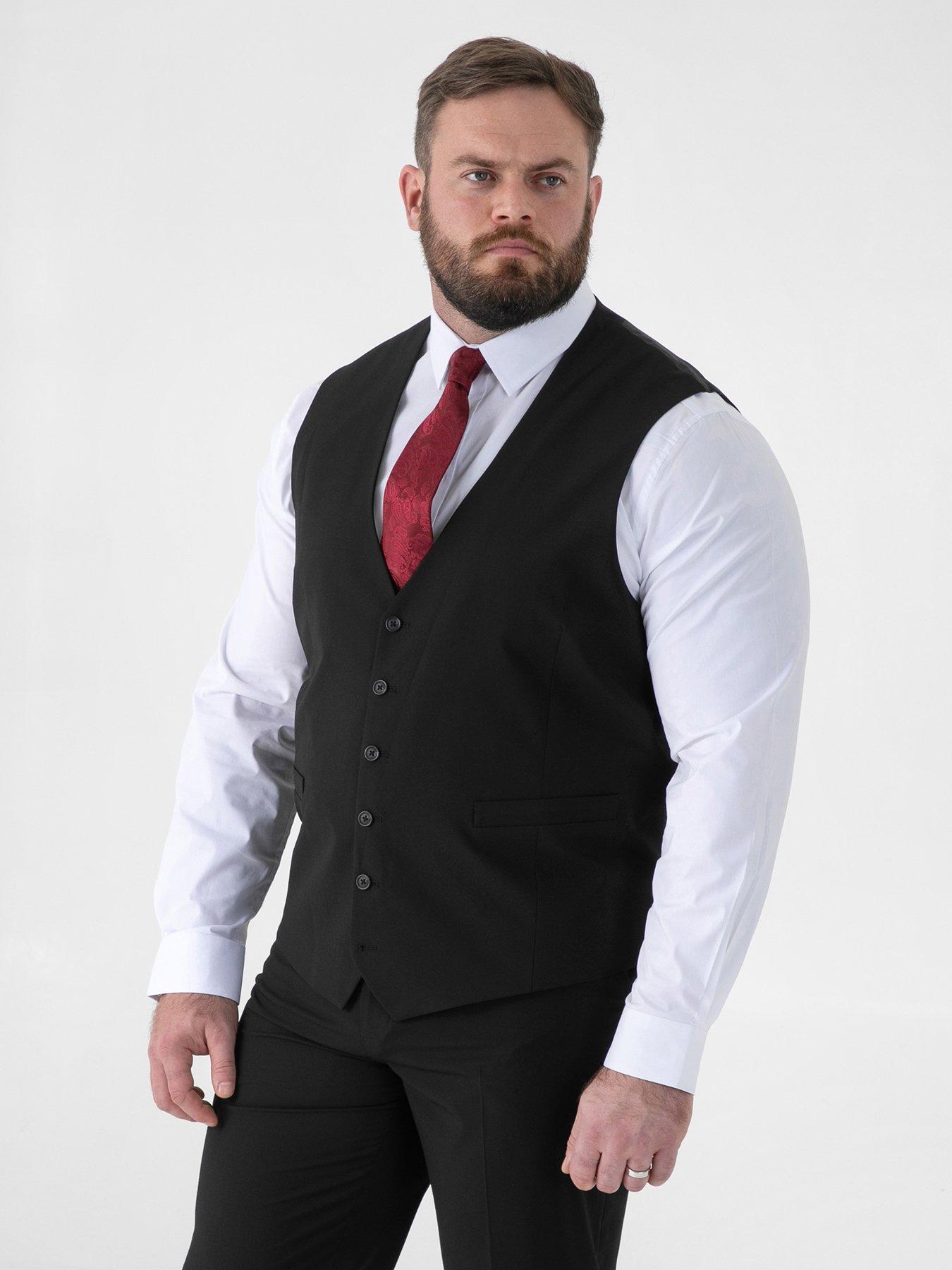 D555 Black 4 Way Stretch Tailored Waistcoat