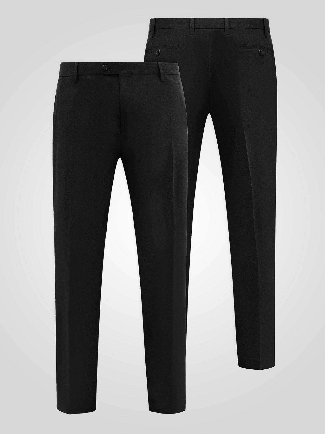 Image 4 of 4 of D555 4 Way Stretch Relaxed Suit Trousers - Black