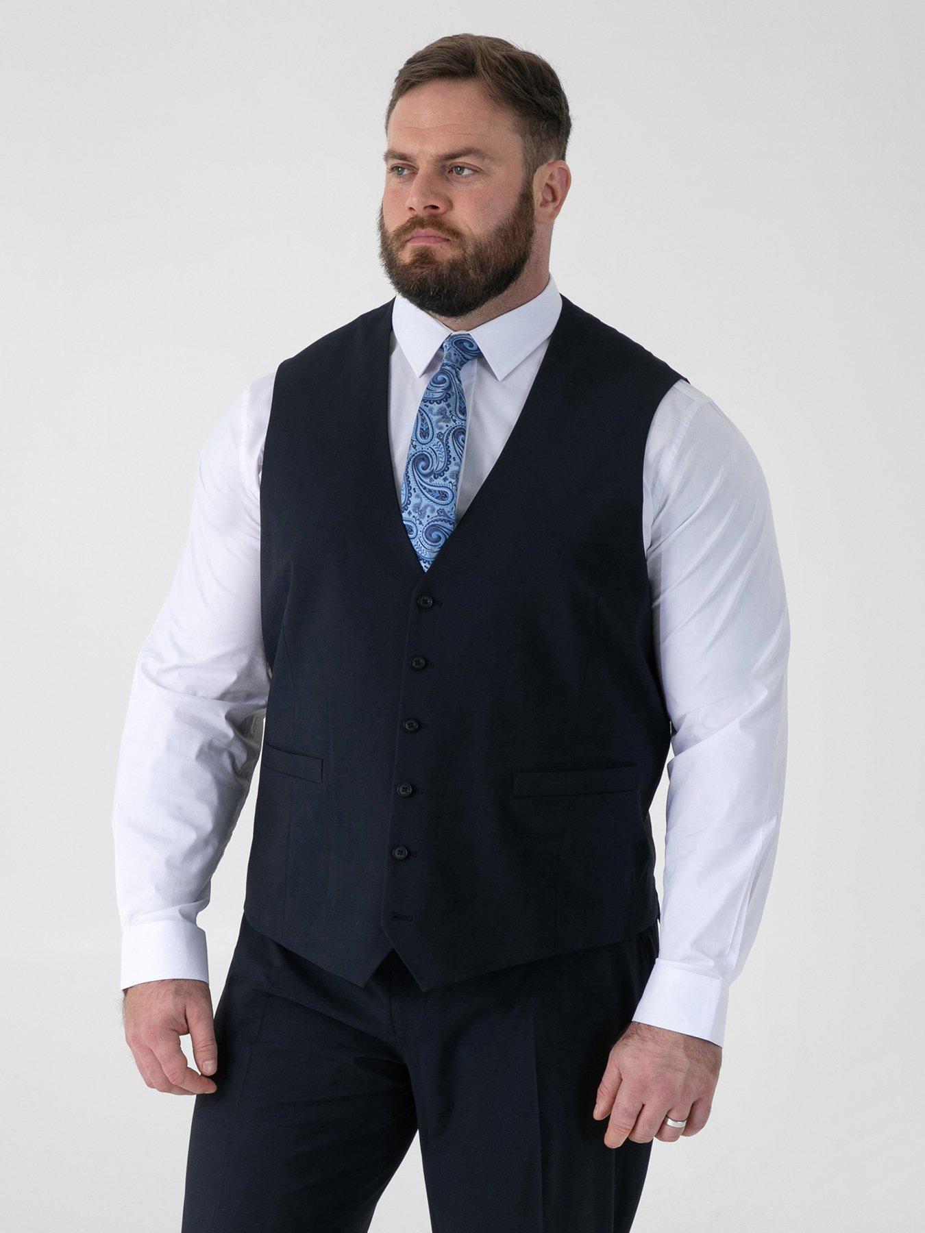 D555 D555 Navy 4 Way Stretch Tailored Waistcoat