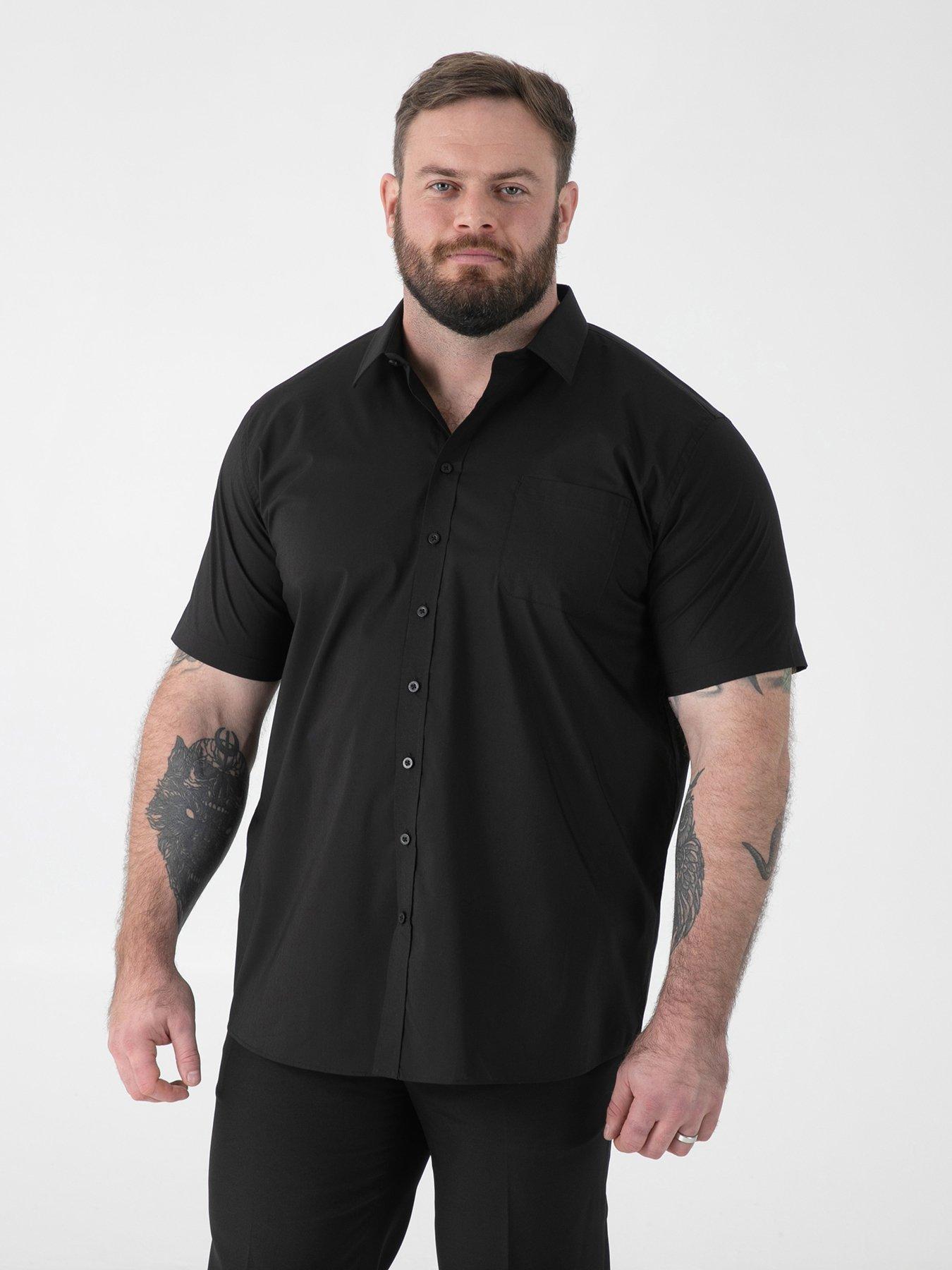 D555 Ultimate Stain Resist Non Iron Short Sleeve Stretch Shirt - Black