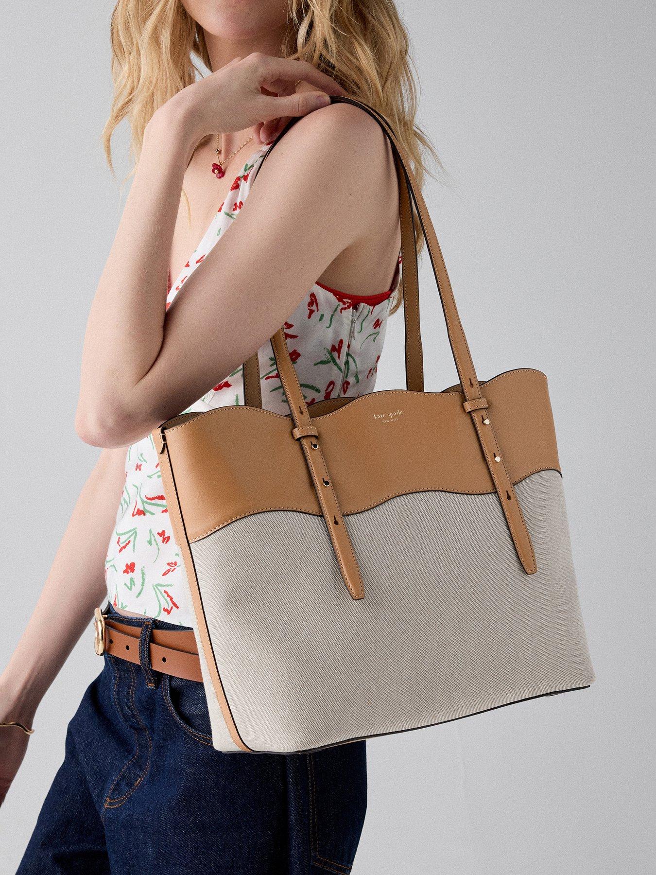 Image 2 of 4 of Kate Spade New York Do It All Wavy Canvas Large Tote - Beige