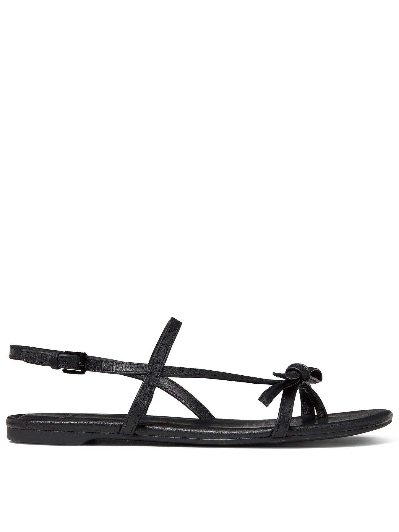 Kate Spade New York Loop Smooth Leather Flat Sandals - Black