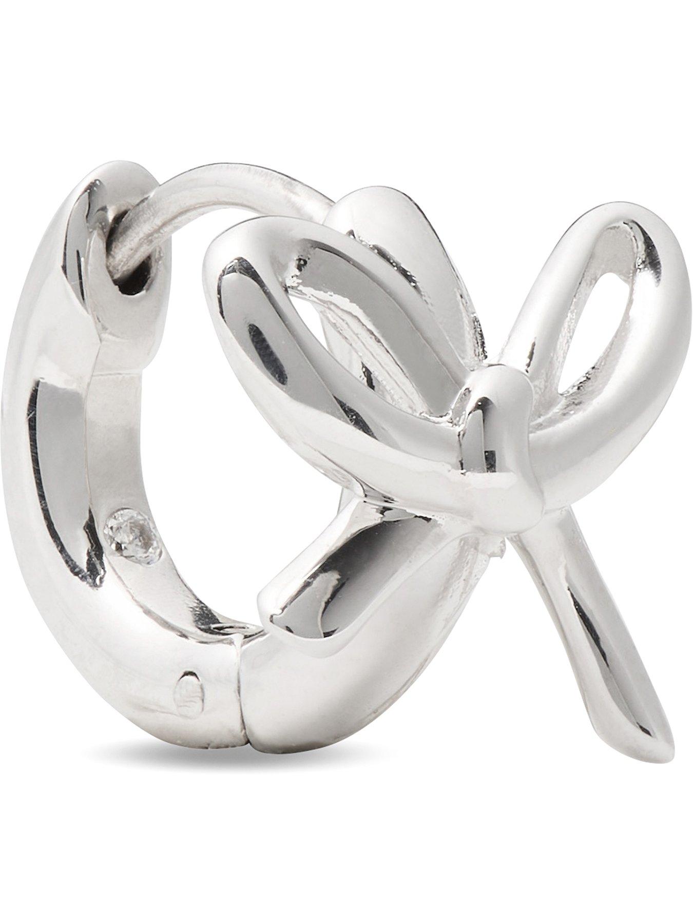 Image 3 of 3 of Kate Spade New York Girlie Pearlie Bow Huggies - Silver