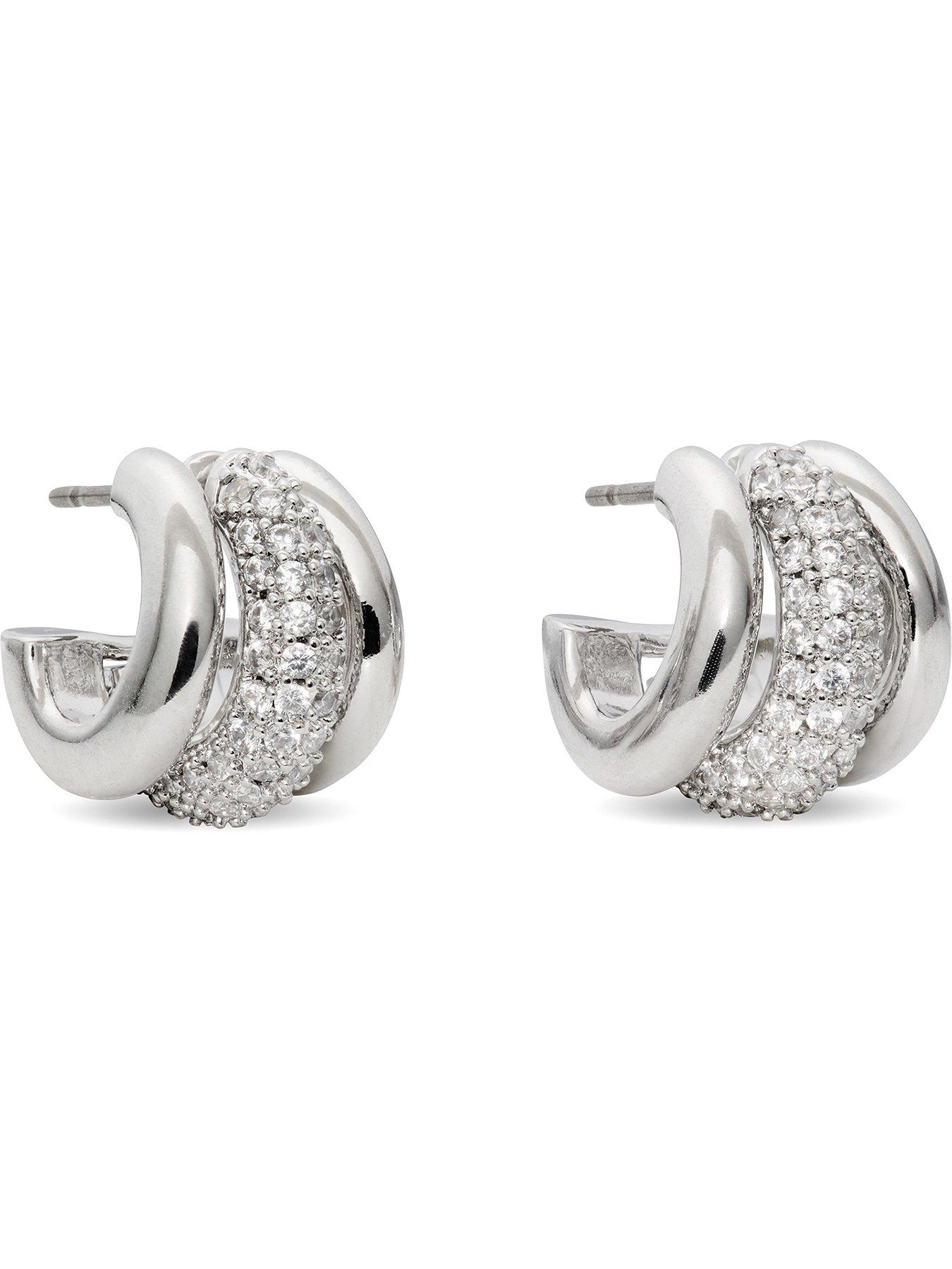 Kate Spade New York Tiny Twinkles Pave Trio Huggies - Silver