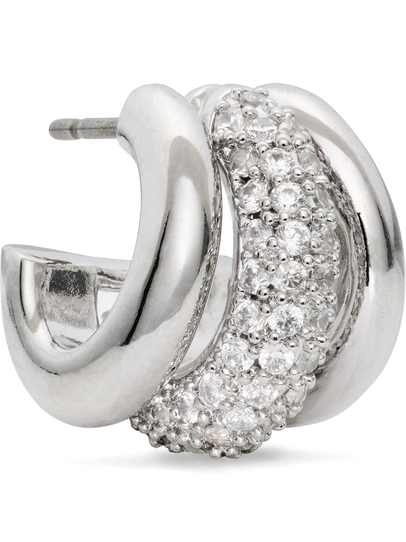 Image 3 of 3 of Kate Spade New York Tiny Twinkles Pave Trio Huggies - Silver