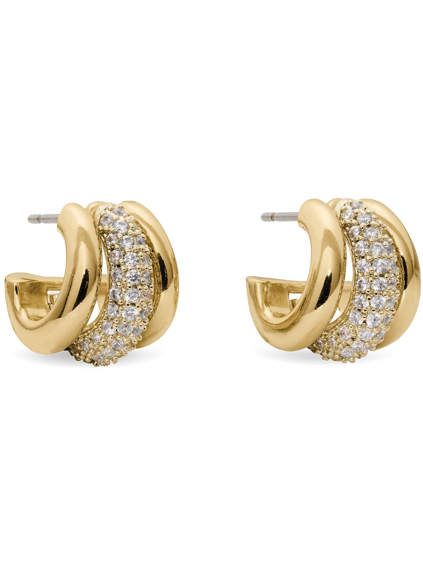 Kate Spade New York Tiny Twinkles Pave Trio Huggies - Gold