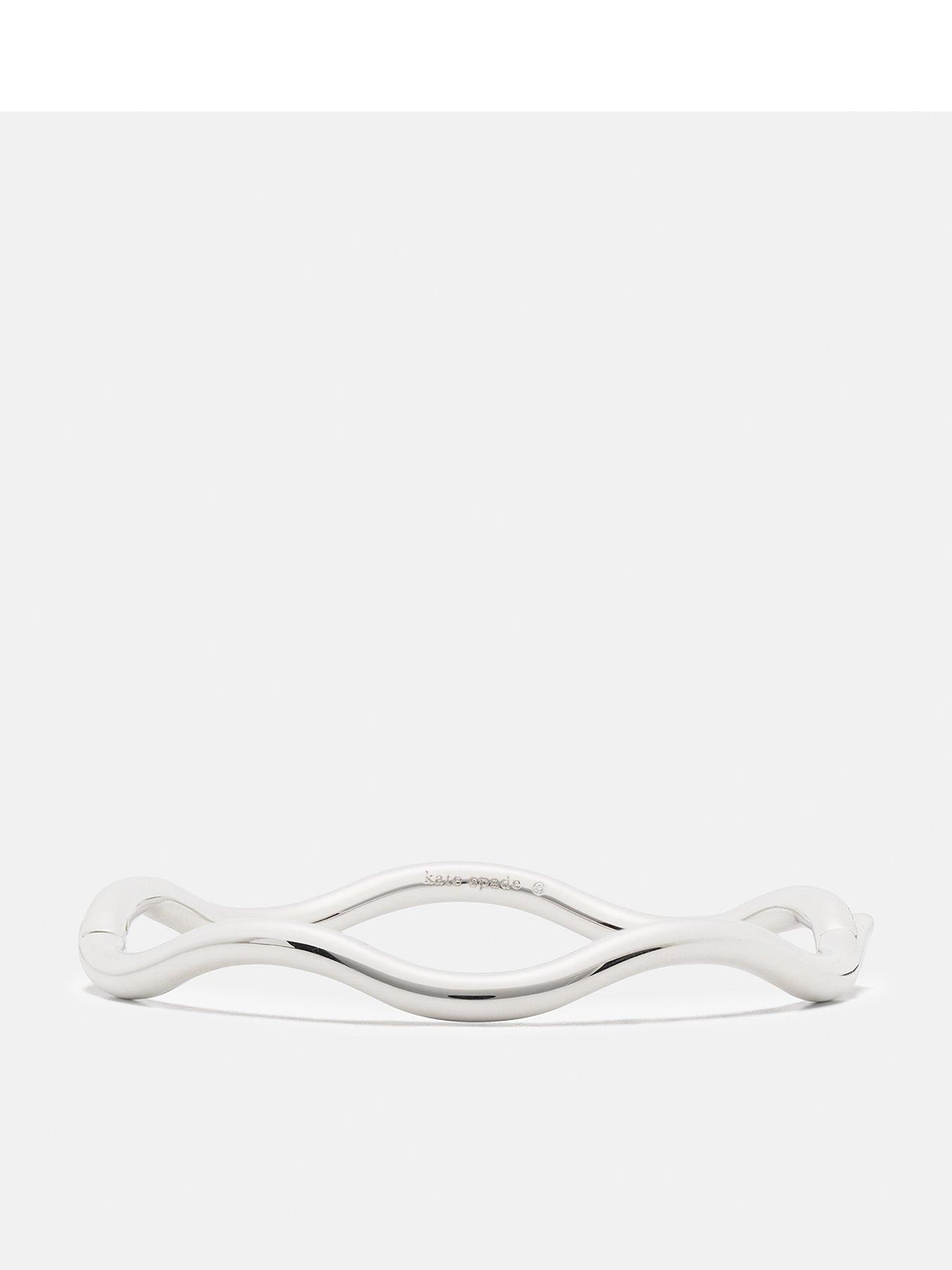 Image 1 of 3 of Kate Spade New York Womens Wave Slim Hinged Cubic Zirconia Bangle - Silver