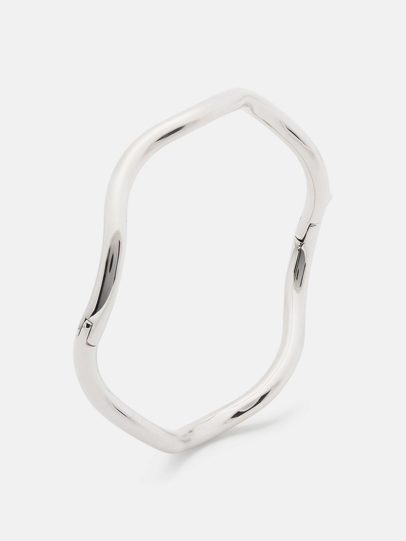 Image 3 of 3 of Kate Spade New York Womens Wave Slim Hinged Cubic Zirconia Bangle - Silver