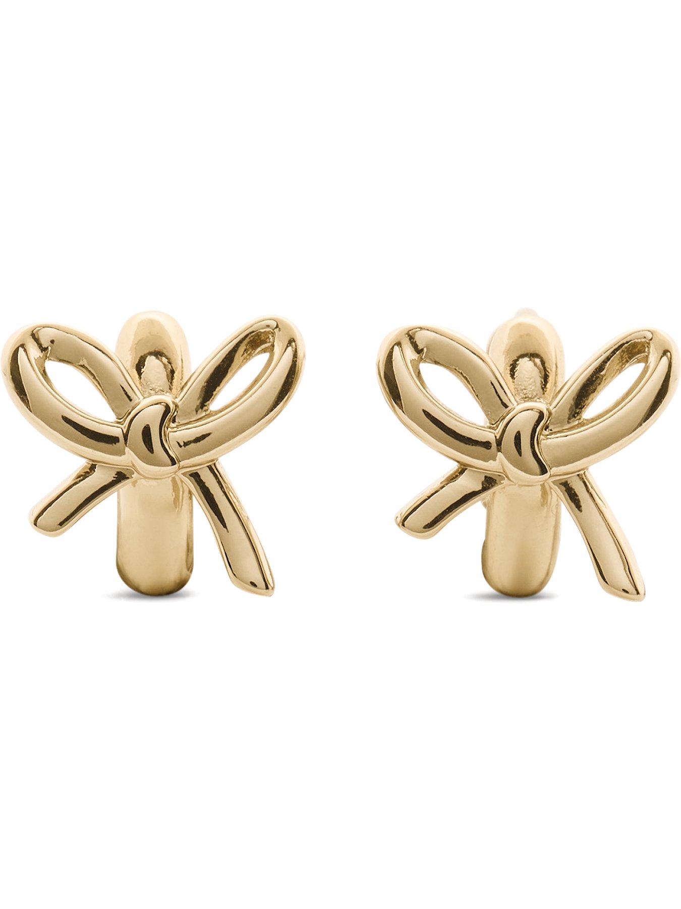 Kate Spade New York Girlie Pearlie Bow Huggies - Gold