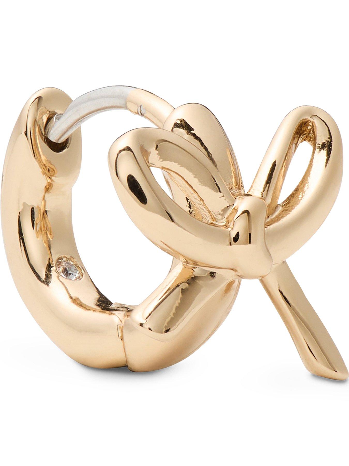 Image 3 of 3 of Kate Spade New York Girlie Pearlie Bow Huggies - Gold