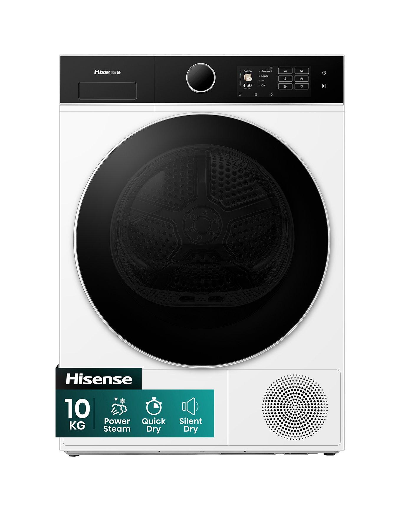 Hisense Power Steam 5i Series DH5I104BWAB WiFi-enabled 10kg, Heat Pump Tumble Dryer - White - A+++ Rated