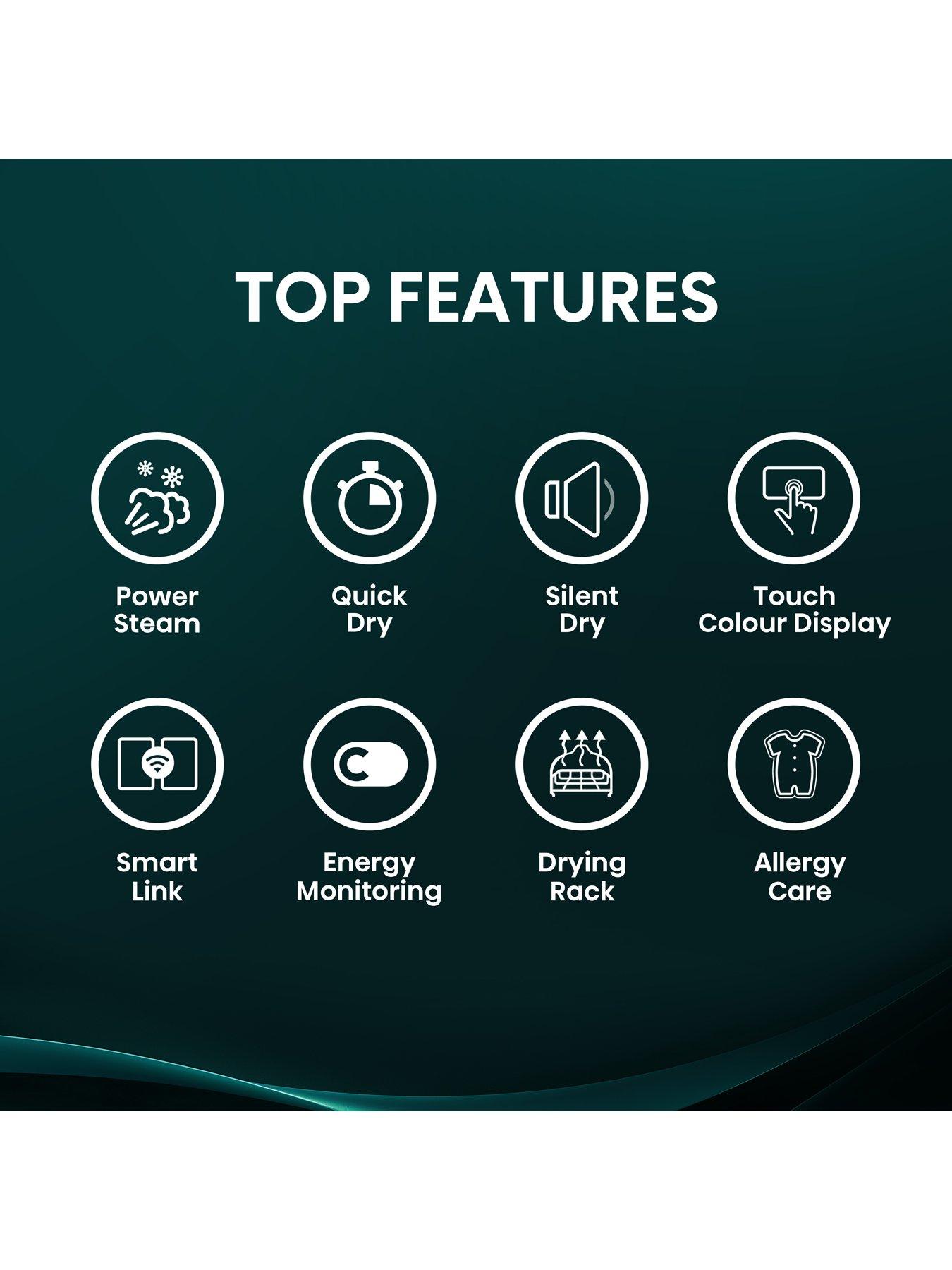 Image 2 of 8 of Hisense Power Steam 5i Series DH5I104BWAB WiFi-enabled 10kg, Heat Pump Tumble Dryer - White - A+++ Rated