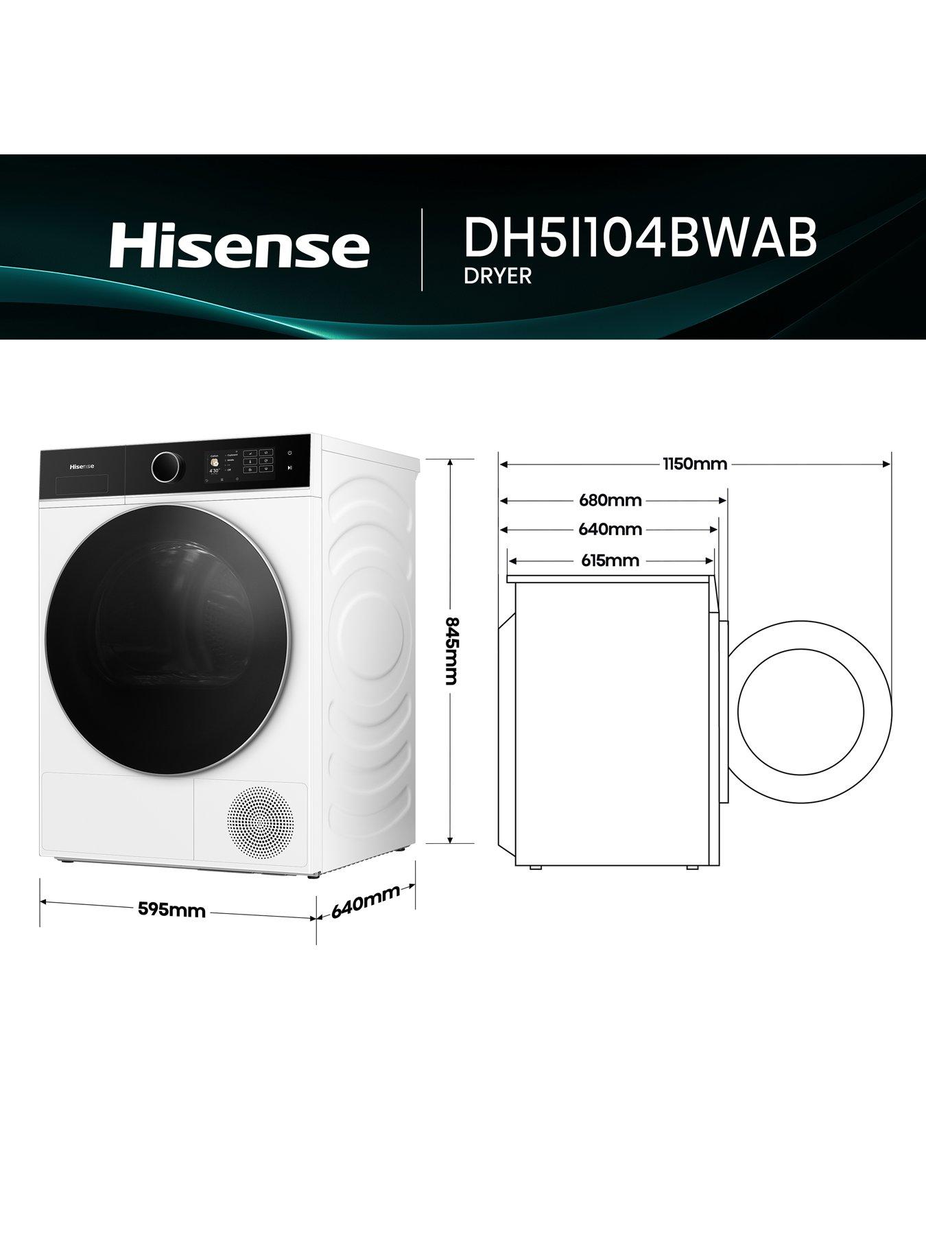 Image 7 of 8 of Hisense Power Steam 5i Series DH5I104BWAB WiFi-enabled 10kg, Heat Pump Tumble Dryer - White - A+++ Rated