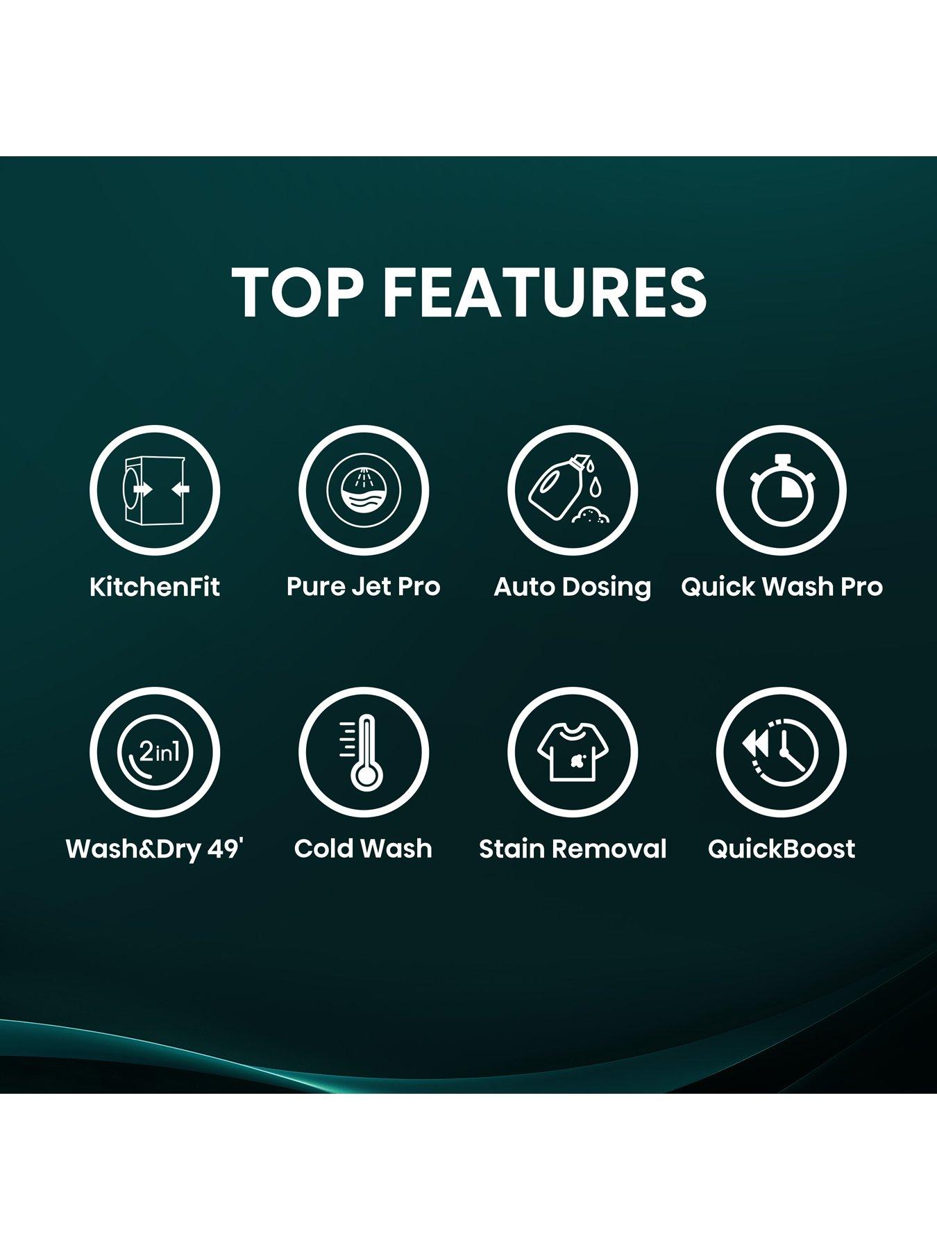 Image 2 of 8 of Hisense KitchenFit&trade;&nbsp;5i Series WD5I1045BWQ WiFi-enabled 10.5kg/6kg, 1400 Spin Washer Dryer - White - A/D Rated