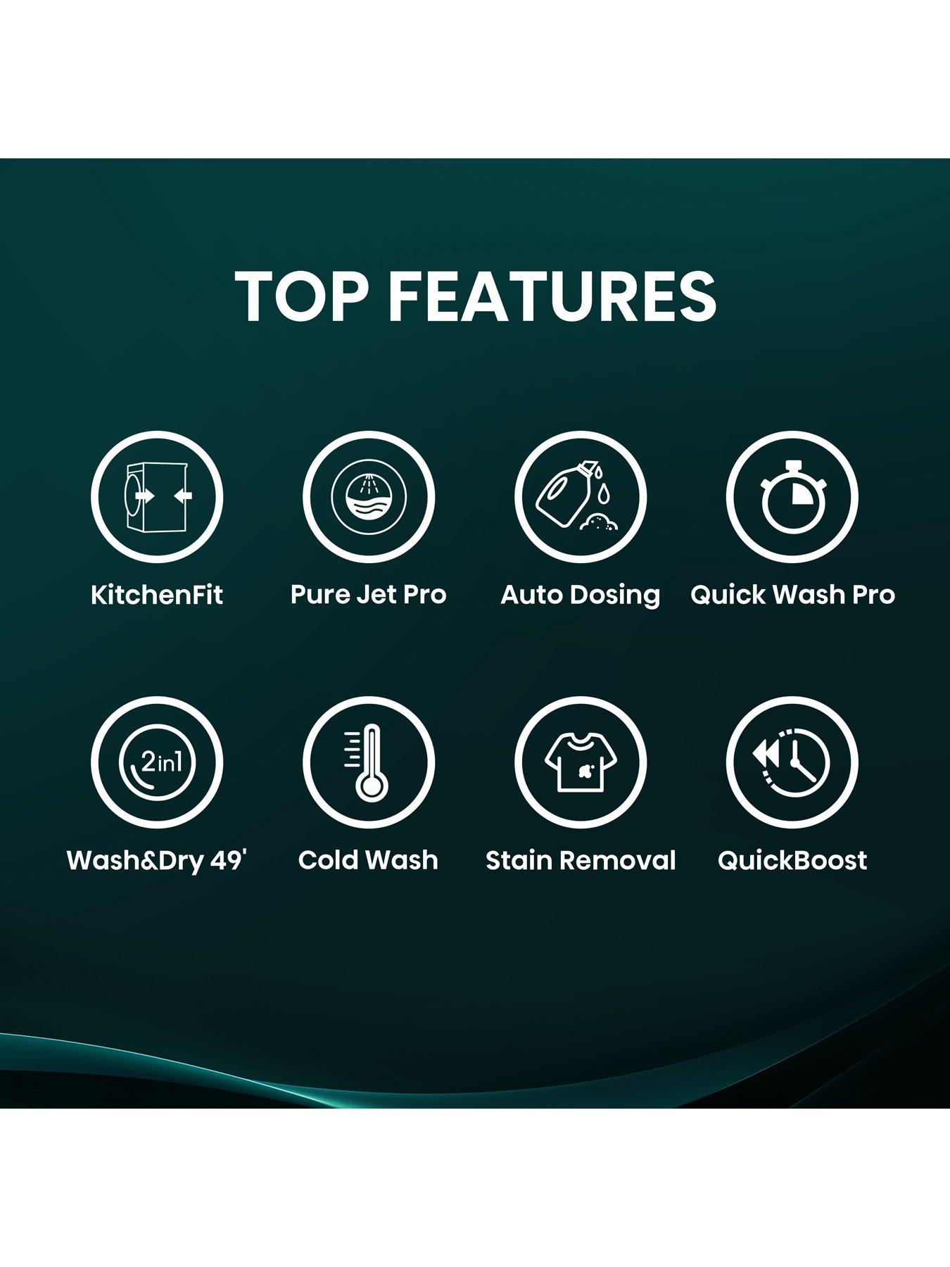 Image 2 of 8 of Hisense KitchenFit 5i Series WD5I1045BBQ WiFi-enabled 10.5kg/6kg, 1400 Spin Washer Dryer - Black - A/D Rated