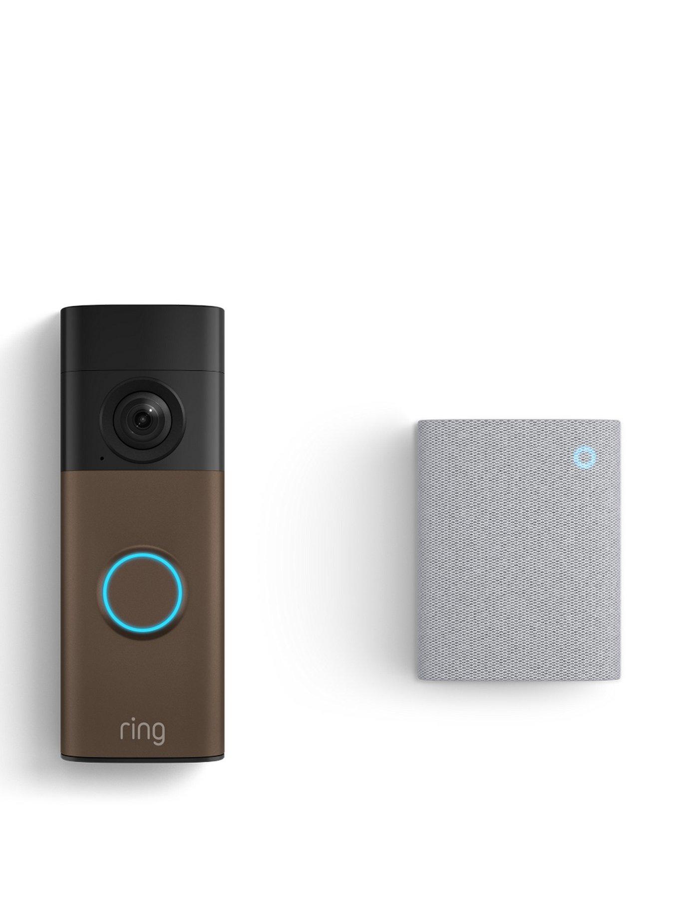 Image 1 of 8 of RING Battery Video Doorbell (2nd Gen) - Retinal 2K - Matte Mocha +  Chime (3rd Gen) Bundle