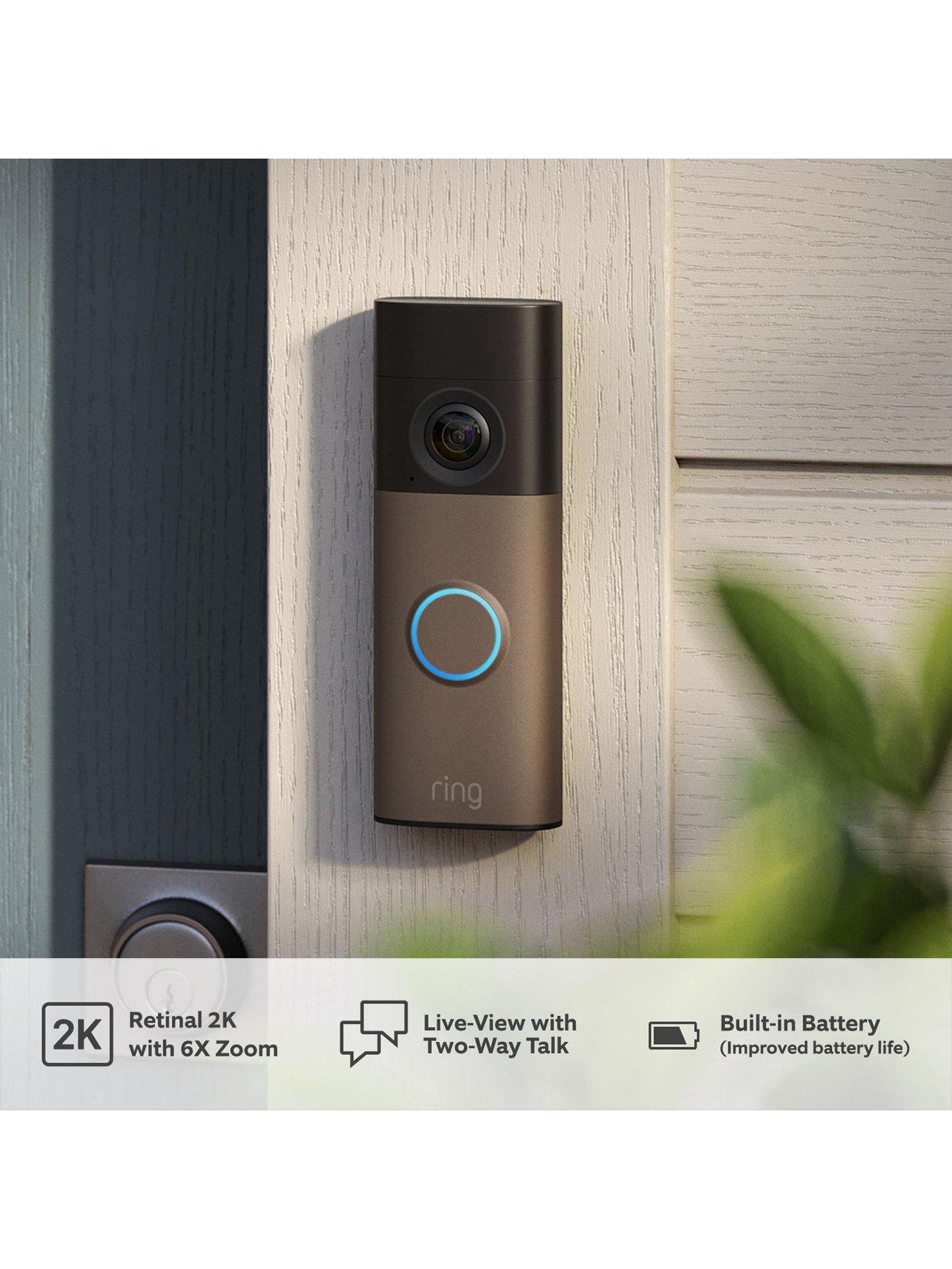 Image 2 of 8 of RING Battery Video Doorbell (2nd Gen) - Retinal 2K - Matte Mocha +  Chime (3rd Gen) Bundle