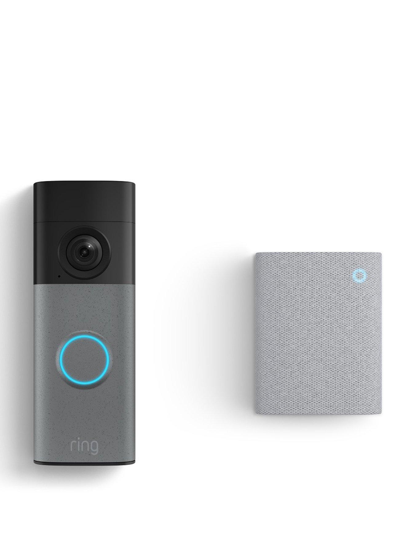 RING Battery Video Doorbell (2nd Gen) - Retinal 2K - Speckled Grey +  Chime (3rd Gen) Bundle