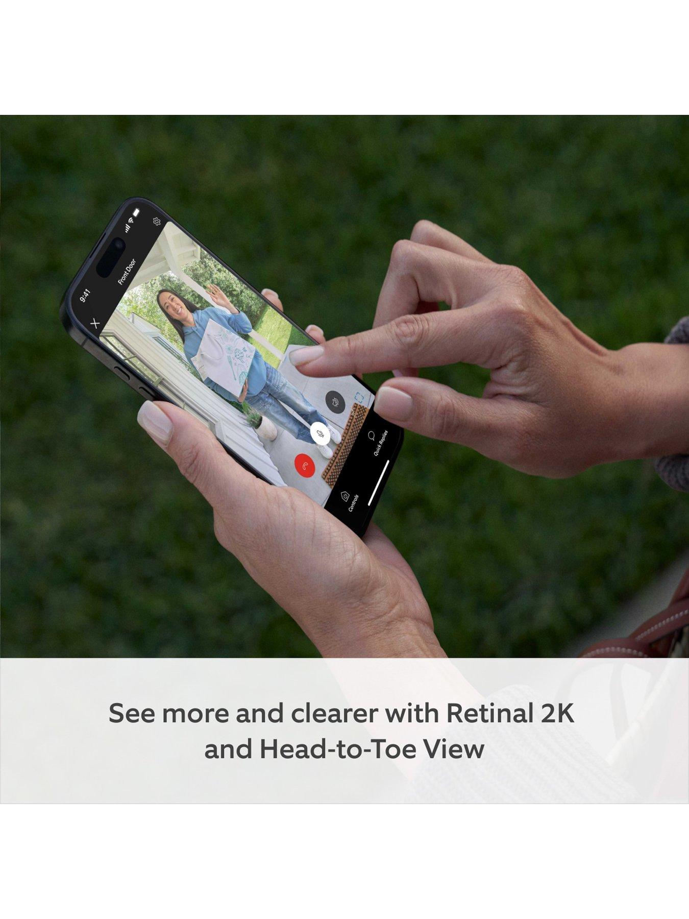 Image 4 of 7 of RING Wired Video Doorbell Plus (2nd Gen) with Plug-in Adapter - Retinal 2K and Head-to-Toe View - Nickel Silver (Newest Gen)