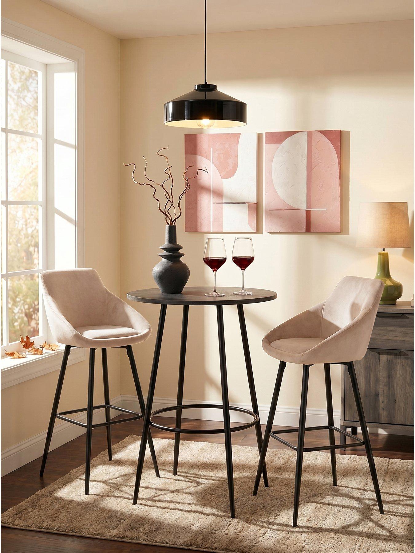 The Very Collection Dahlia 70cm High Bar Table  &  2 Mink Dahlia Bar Stools - FSC® Certified