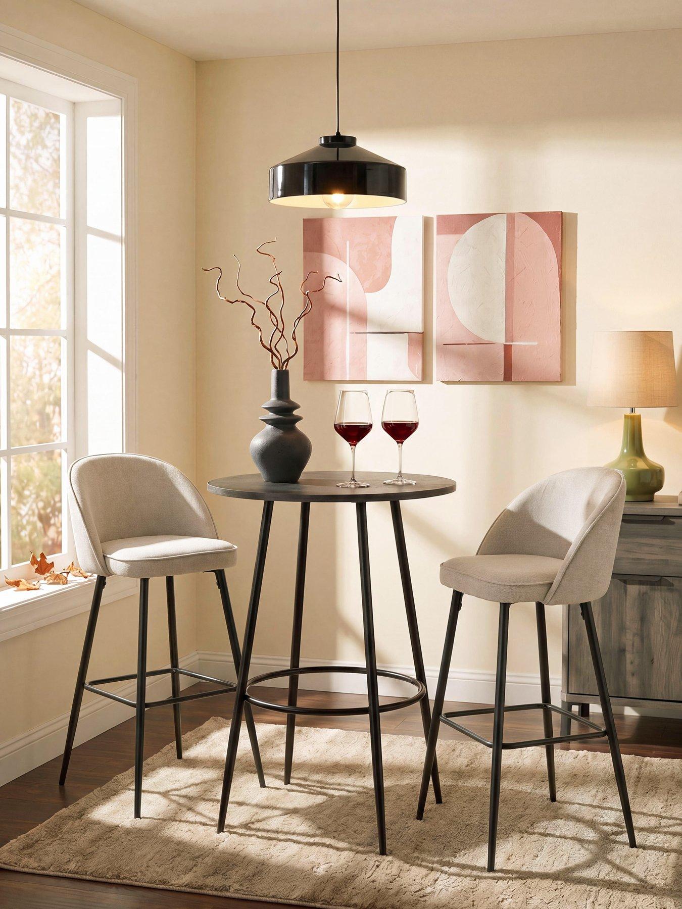 The Very Collection Dahlia 70cm High Bar Table & 2  Natural Carina Bar Stools