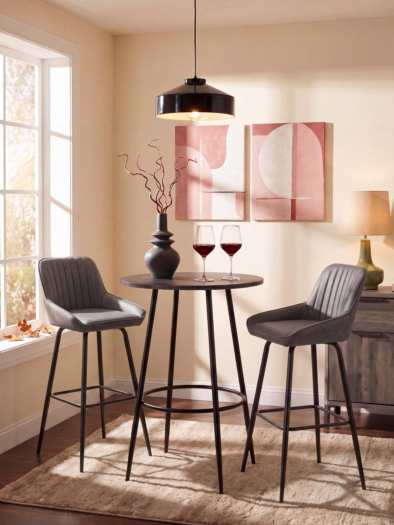 The Very Collection Dahlia 70cm High Bar Table  &  2 Marlow Faux Leather Bar Stools - FSC® Certified