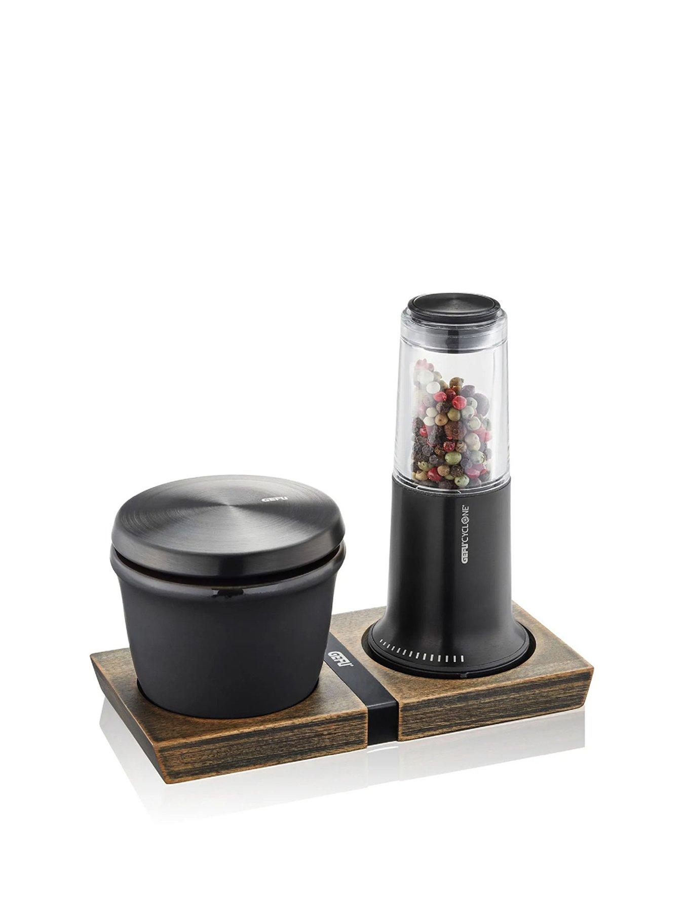 Image 2 of 7 of Gefu X-plosion Salt Or Spice Pot With Wooden Spoon Black (150 Ml)