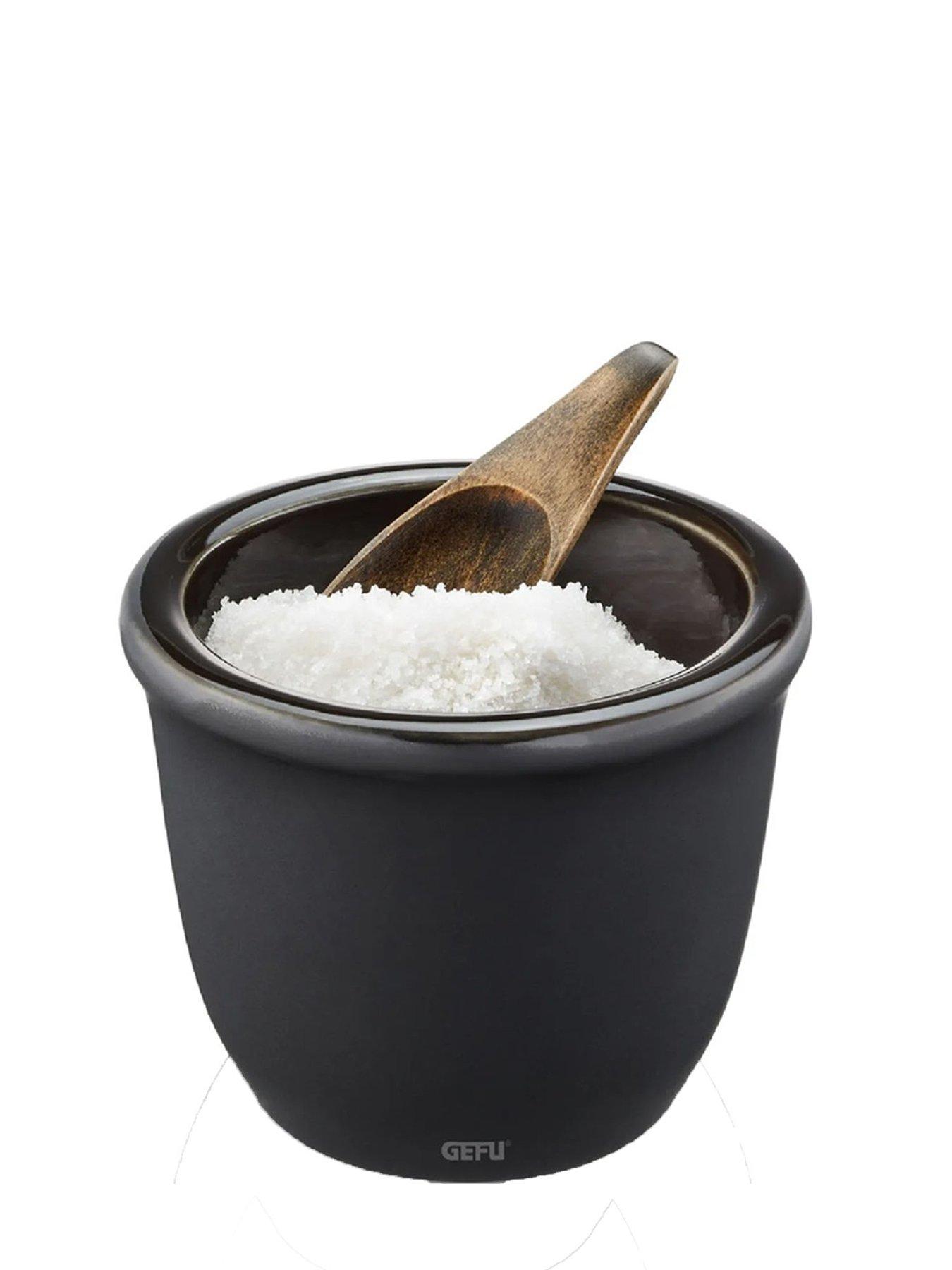 Image 6 of 7 of Gefu X-plosion Salt Or Spice Pot With Wooden Spoon Black (150 Ml)