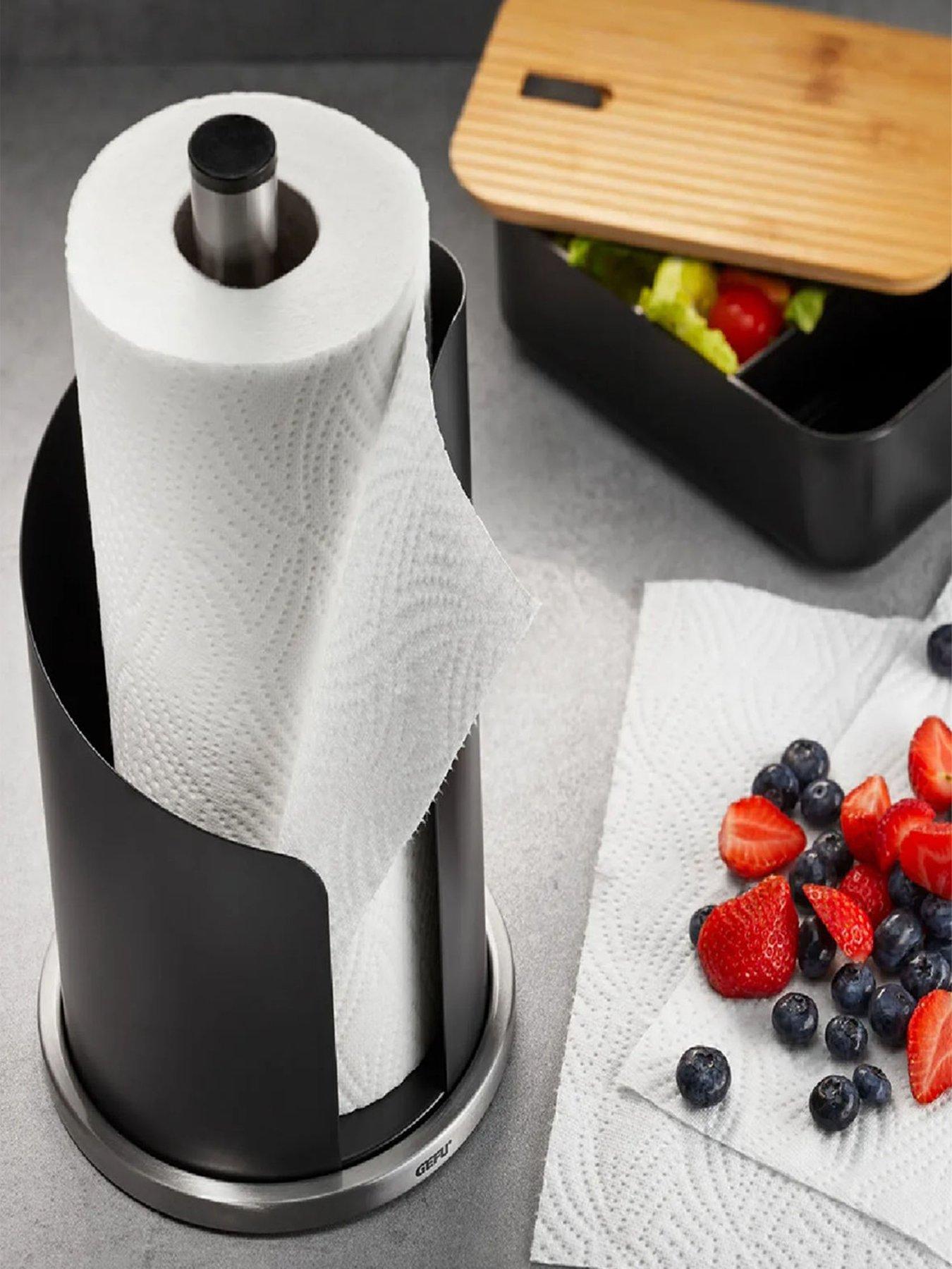 Gefu Curve Kitchen Roll Holder Matte Black Stainless Steel